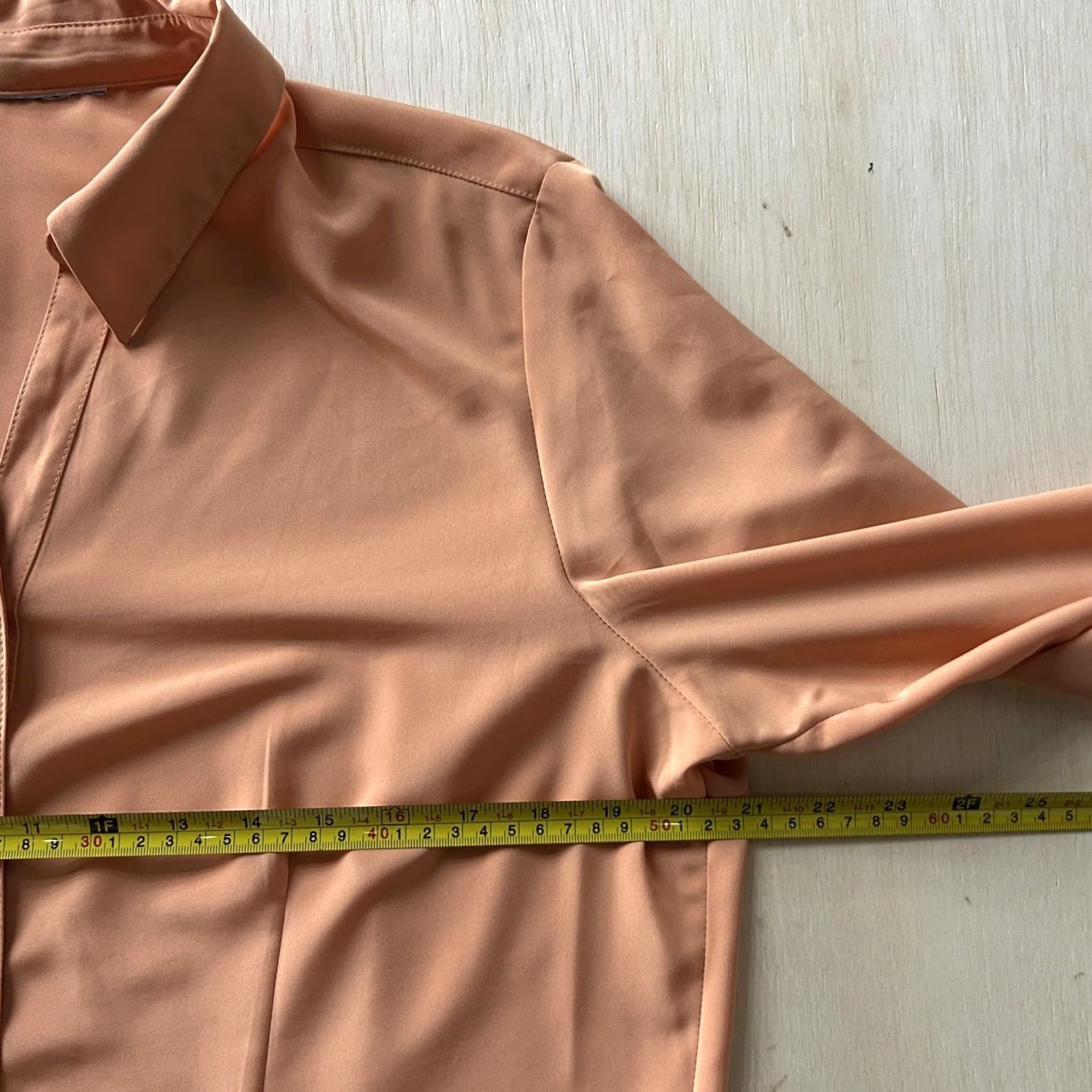Vintage Vintage Womens Medium Orange Solid Collared Long Sleeve Button-Up Top Blouse Size M / US 6-8 / IT 42-44 - 3 Thumbnail