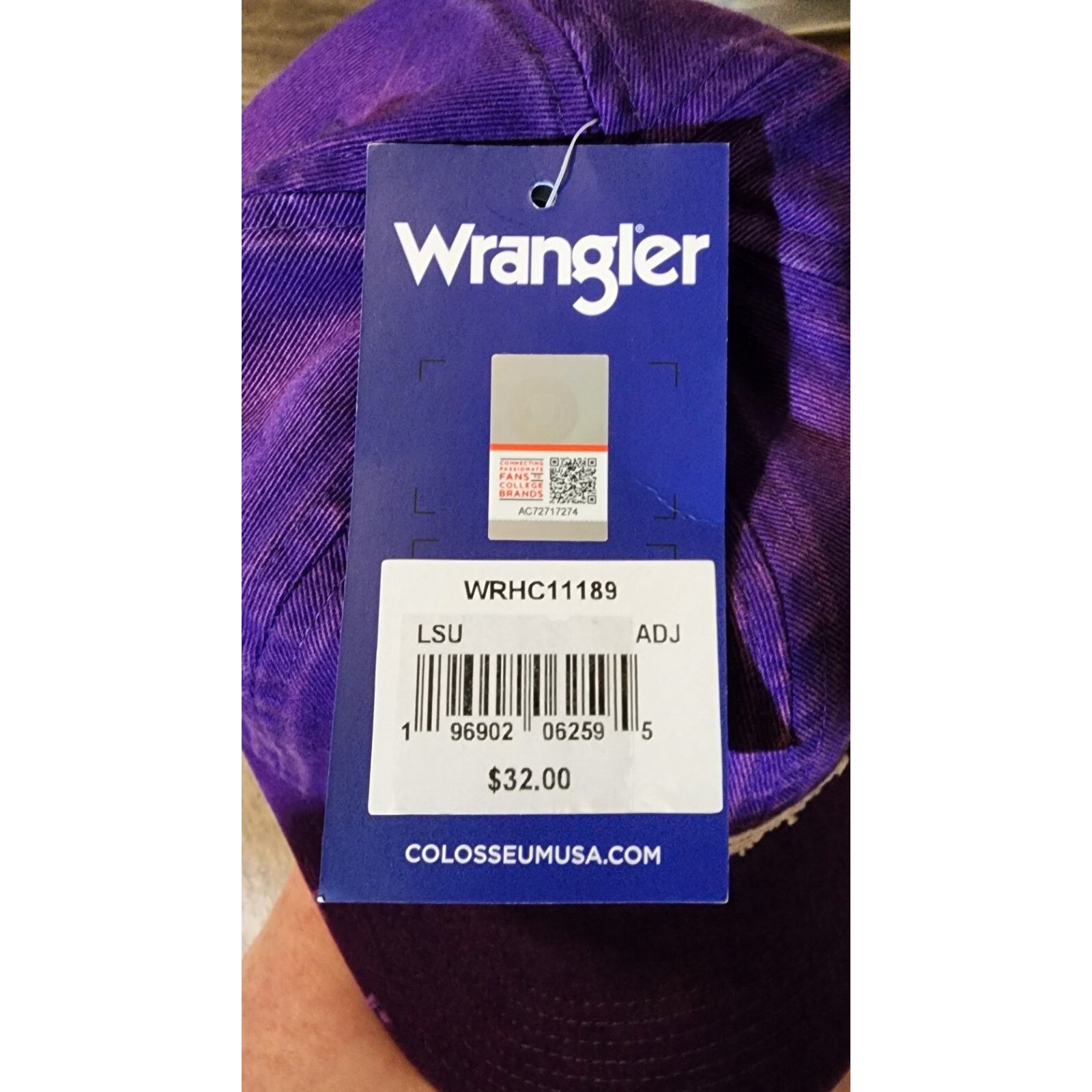 Wrangler NEW WITH TAGS LSU Hat/Cap. Y Size ONE SIZE - 4 Thumbnail
