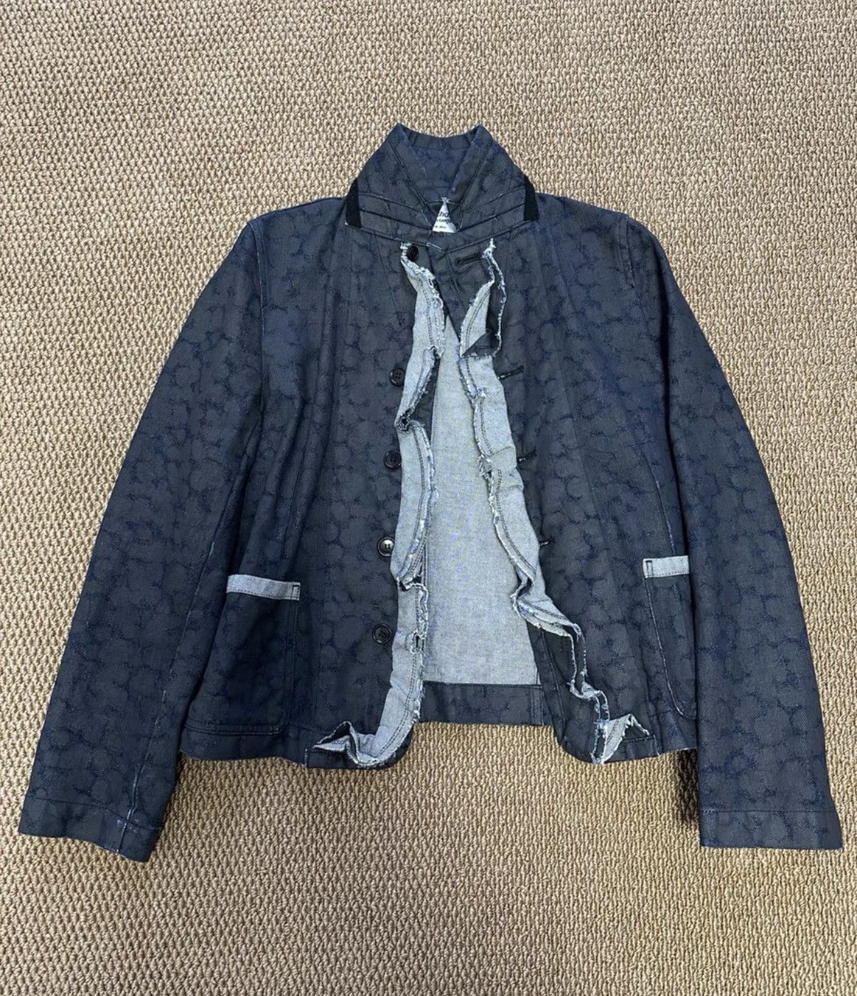 Comme des Garcons Comme des Garçons Lightning Print Lace Trim Denim Jacket K23 Size US M / EU 48-50 / 2 - 3 Thumbnail