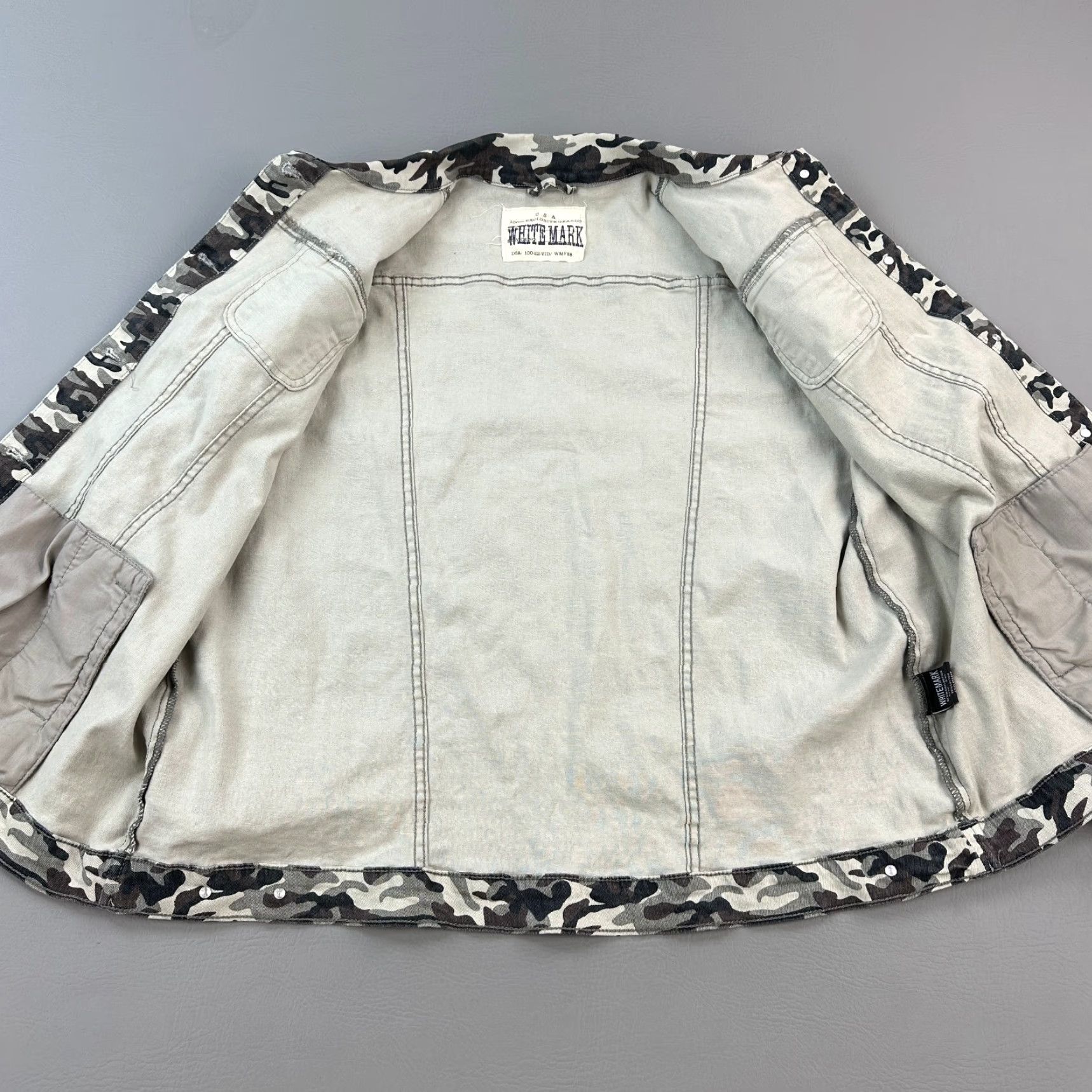 White Mark Whitemark Jacket Women's 2XL Military Camo Denim Trucker Stretch Outdoor Casual Denim Jacket Cargo Camouflage Trucker Casual Womens 2XL Blue Navy Size XXL / US 16-18 / IT 52-54 - 5 Thumbnail