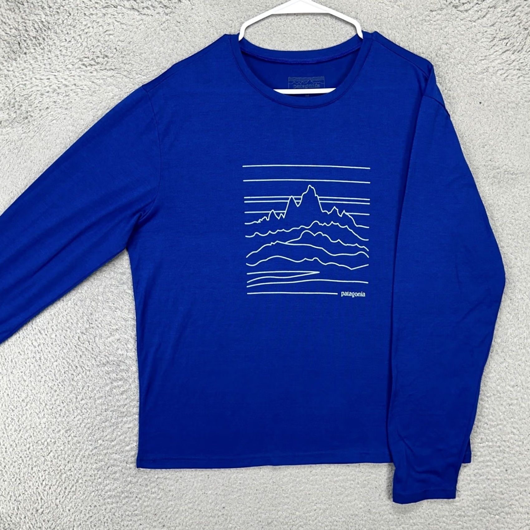 Patagonia Patagonia Men T-Shirt Medium Blue Crew Neck Long Sleeve 100% Cotton Adult Mens Tee Regular Fit Breathable Solid Size US M / EU 48-50 / 2 - 2 Thumbnail