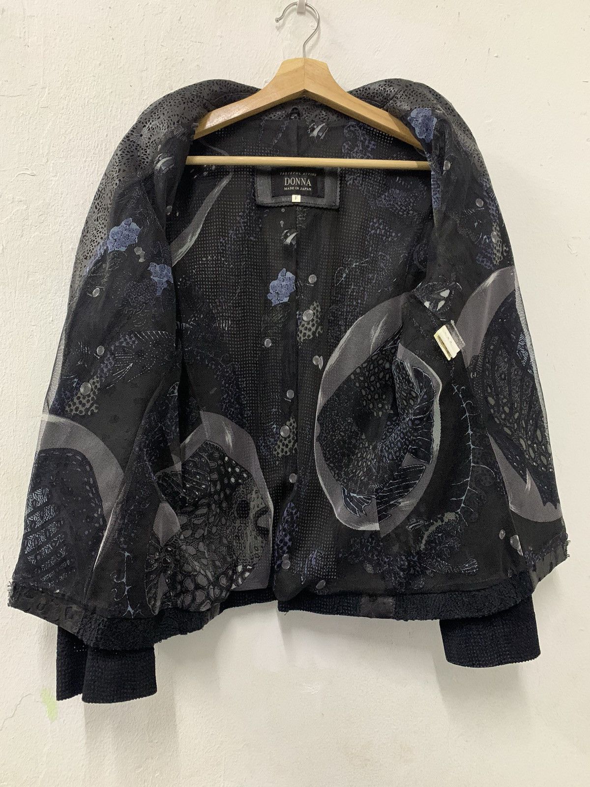 Japanese Brand Donna Leather Transparent Black Blazer Jacket Size ONE SIZE - 10 Thumbnail