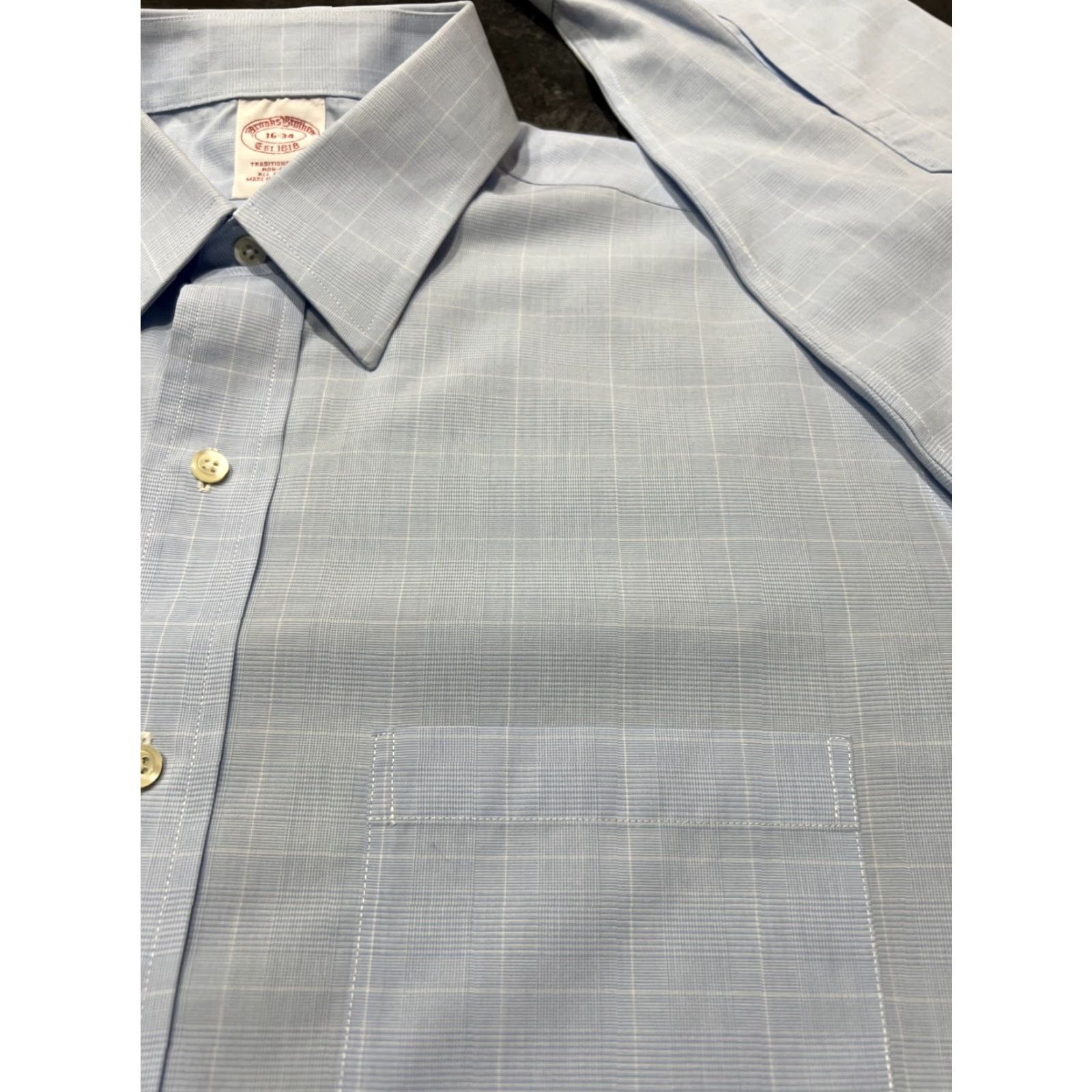 Brooks Brothers VINTAGE Brooks Brothers Dress Shirt Men Regular Fit Long Sleeve Blue Check 16-34 Non-Iron Size US L / EU 52-54 / 3 - 4 Thumbnail