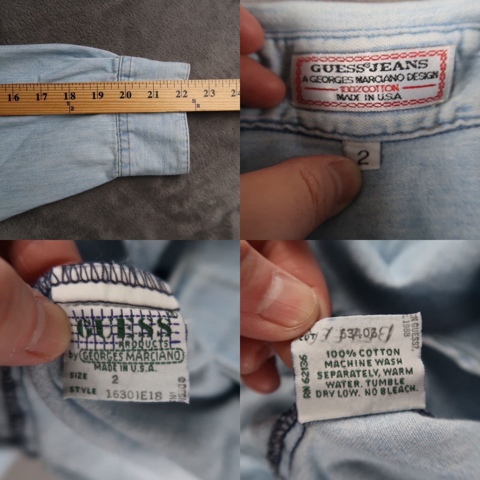 Guess VINTAGE Guess By Georges Marciano Button-Up Denim Embroidered 90s Size 2 Large Blue Unisex Adults Mens Womens (adjust to end gender if applicable) Size XS / US 0-2 / IT 36-38 - 8 Thumbnail