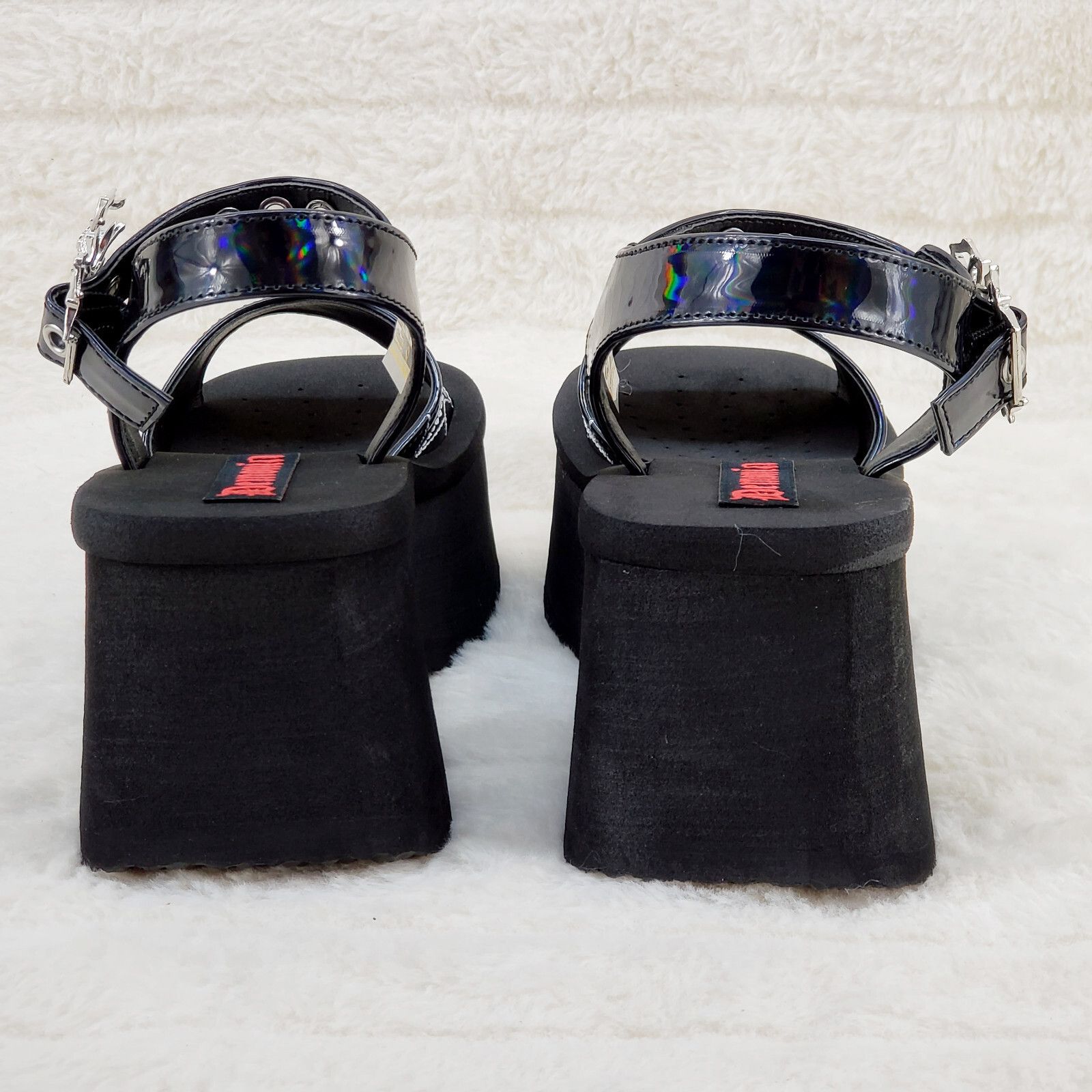 Other Funn Platform Goth Spider Web Sandals Shoes Patent Hologram Size US 9 / IT 39 - 5 Thumbnail