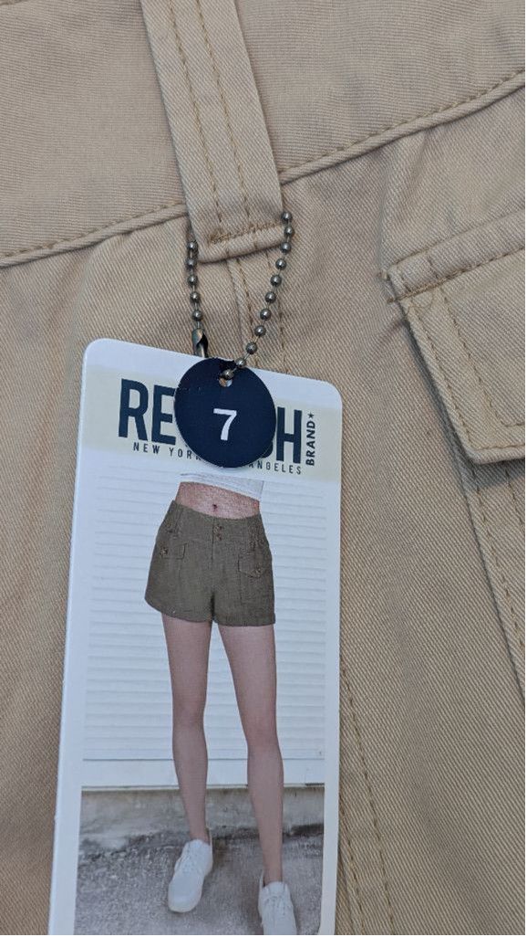 Designer Women's Rewash Shorts, Size 7, Khaki Size 28" / US 6 / IT 42 - 3 Thumbnail