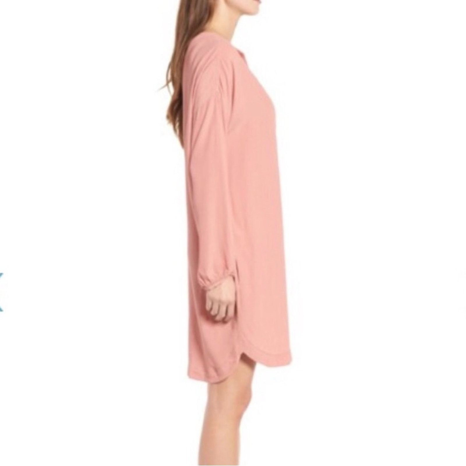 Madewell Madewell Pink Long Sleeve Shift Dress Knee Length Solid EUC Size S / US 4 / IT 40 - 3 Thumbnail