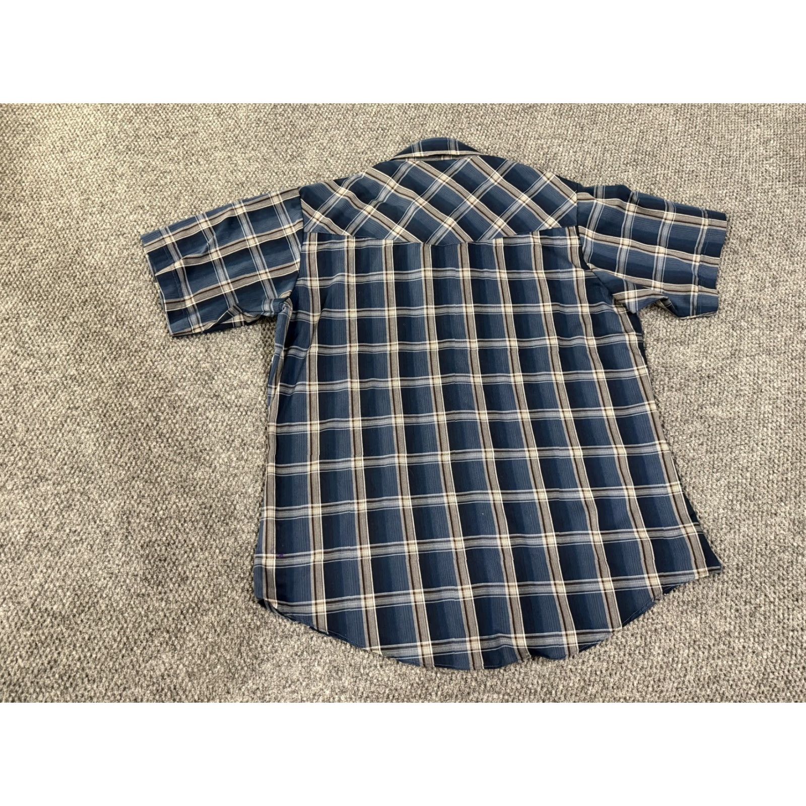 Vintage VINTAGE Ely Cattleman Shirt Mens Large Blue Plaid Short Sleeve Western Snaps Pockets Size US L / EU 52-54 / 3 - 7 Thumbnail
