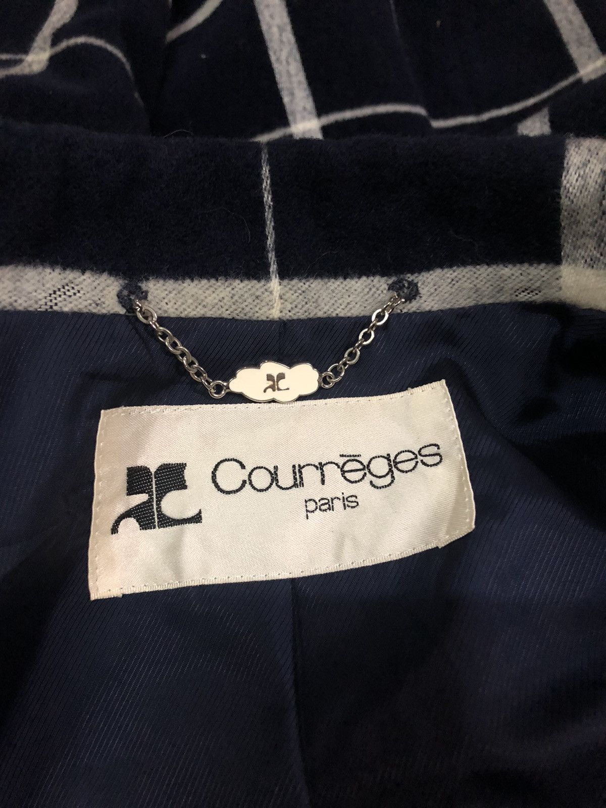 Courreges × Vintage Vintage Courreges Check Wool Harringbone Jacket Size M / US 6-8 / IT 42-44 - 3 Thumbnail