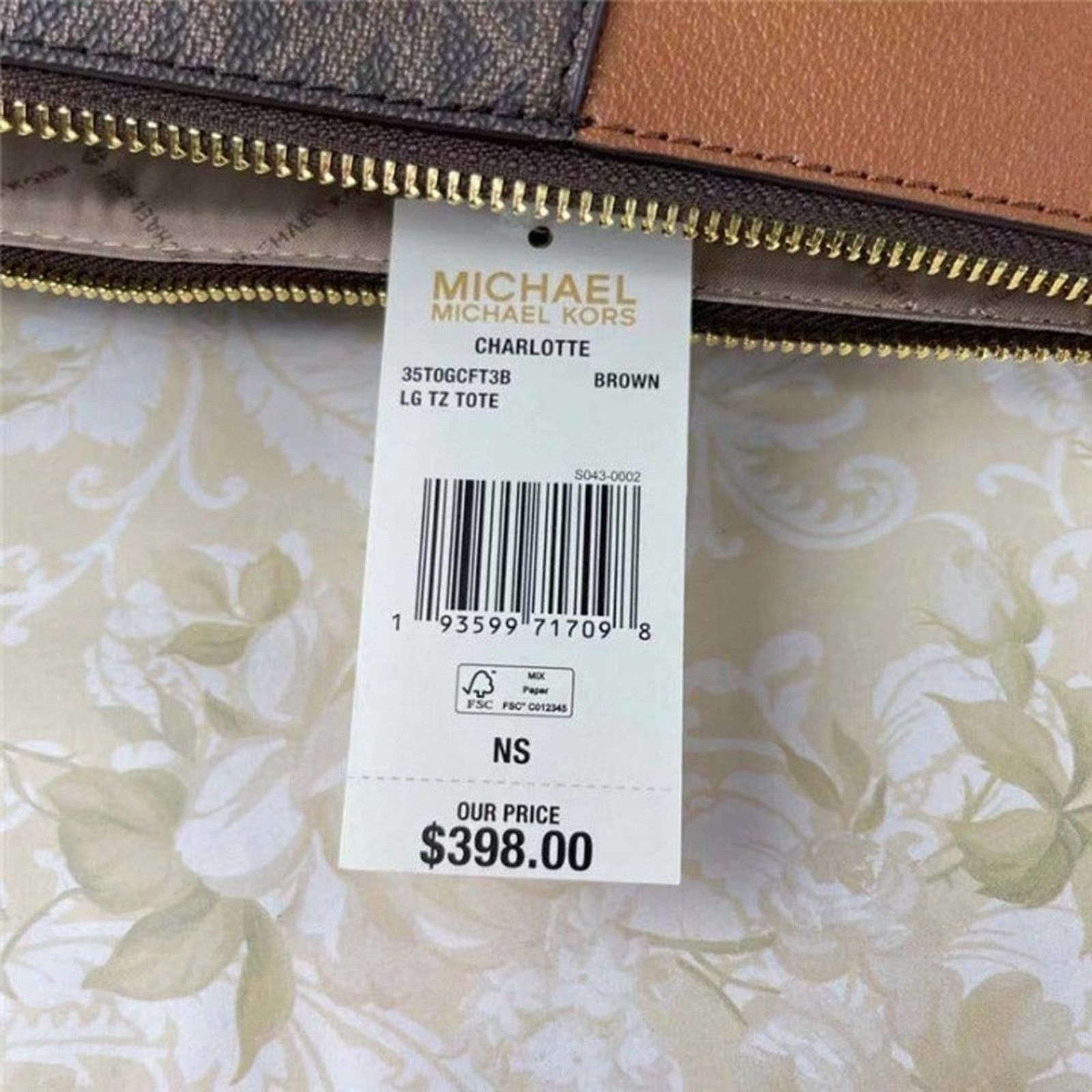 MICHAEL KORS 35T0GCFT3B CHARLOTTE LARGE TOP ZIP SHOULDER TOT