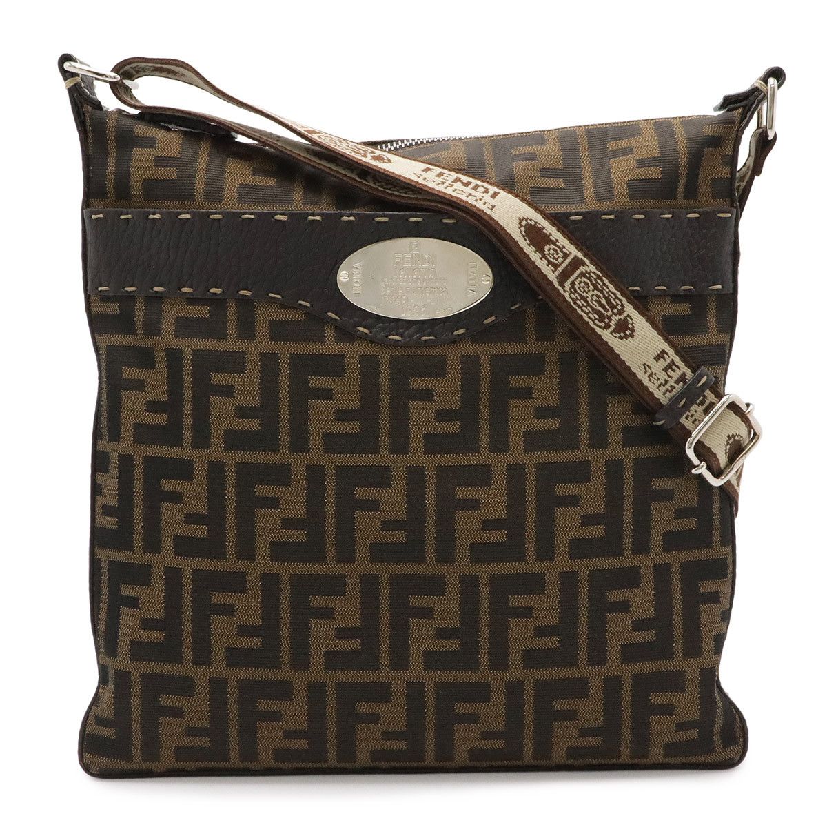 Fendi Fendi Fendi Selleria Zucca Canvas Leather Shoulder Bag Textile Crossbody Bag 8BT109 DUTY FREE for USA Size ONE SIZE - 1 Thumbnail