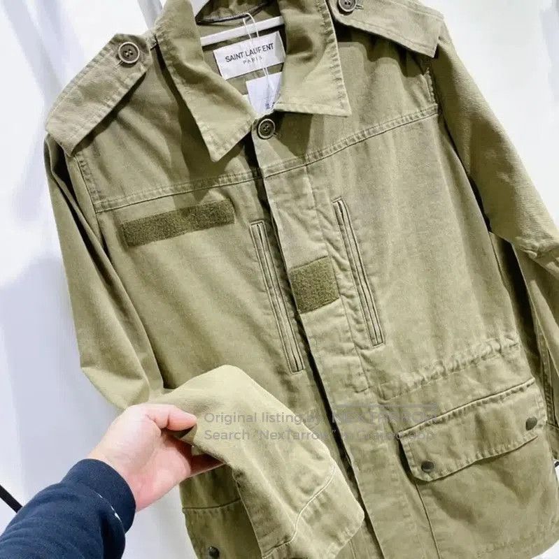 Yves Saint Laurent Saint Laurent Green Cotton Women's Jacket . Size M / US 6-8 / IT 42-44 - 2 Thumbnail