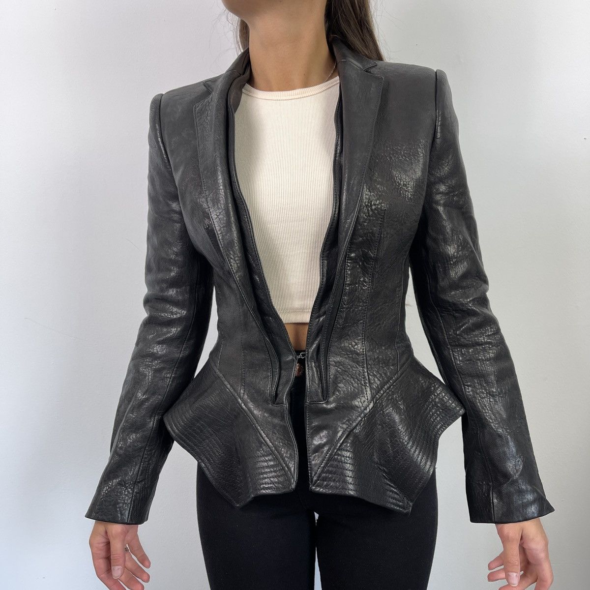 image of Haider Ackermann Leather Jacket in Black, Women's (Size XS)