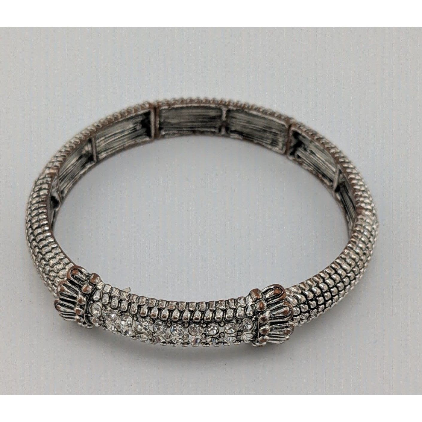 Other Elegant Glam Silver Tone Stretch Bracelet With Gem Accents Size ONE SIZE - 4 Thumbnail