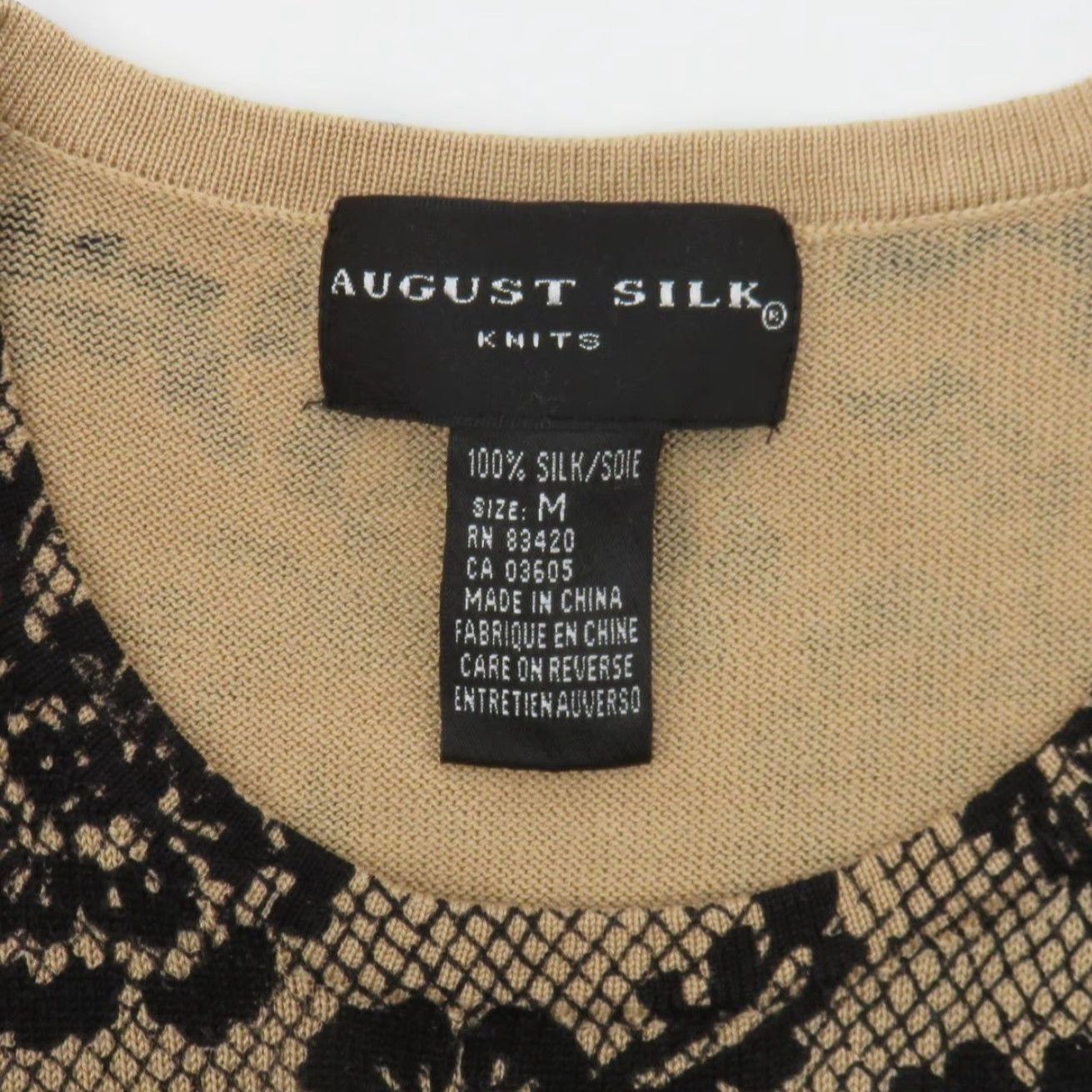 Vintage August Silk Knits Women M Black Floral Flower Lace Print Sleeveless Sweater Size M / US 6-8 / IT 42-44 - 6 Thumbnail
