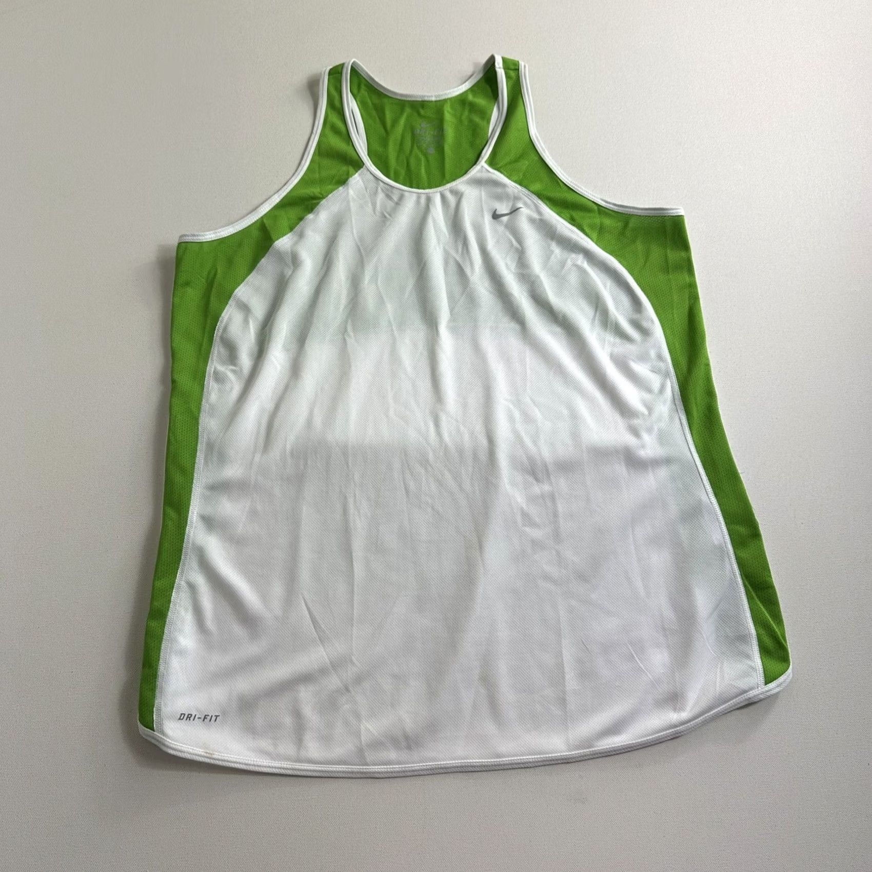Nike Nike DRI-Fit Womens Racerback Athletic White Green Tank Top XL Sleeveless Size XL / US 12-14 / IT 48-50 - 2 Thumbnail