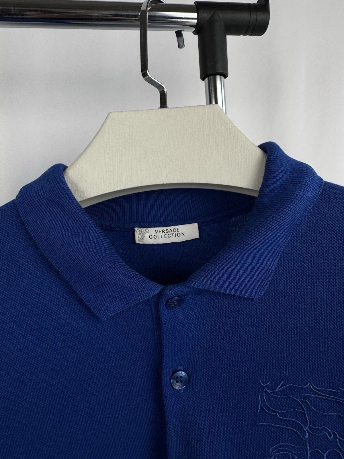 Versace Versace Men's Designer Polo – Blue with Embroidered Medusa Size US XL / EU 56 / 4 - 5 Thumbnail