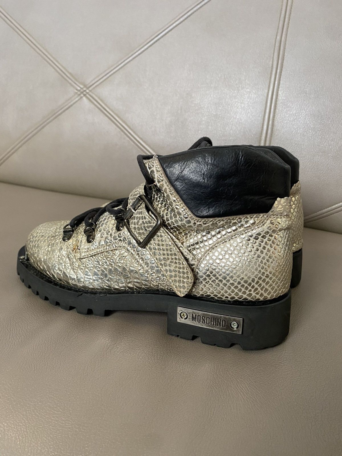 Moschino Moschino metallic gold pyhton embossed leather ankle length Size US 7.5 / EU 40-41 - 5 Thumbnail