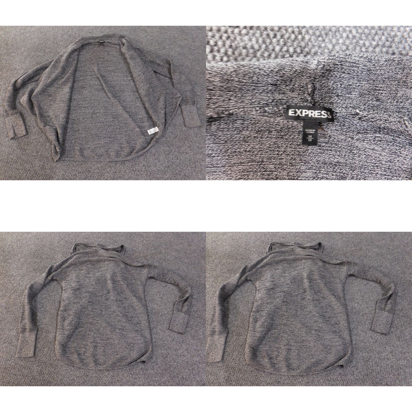 Express Express Cardigan Women Medium Gray Cotton Round Neck Long Sleeve Stretch Knit Size M / US 6-8 / IT 42-44 - 8 Thumbnail