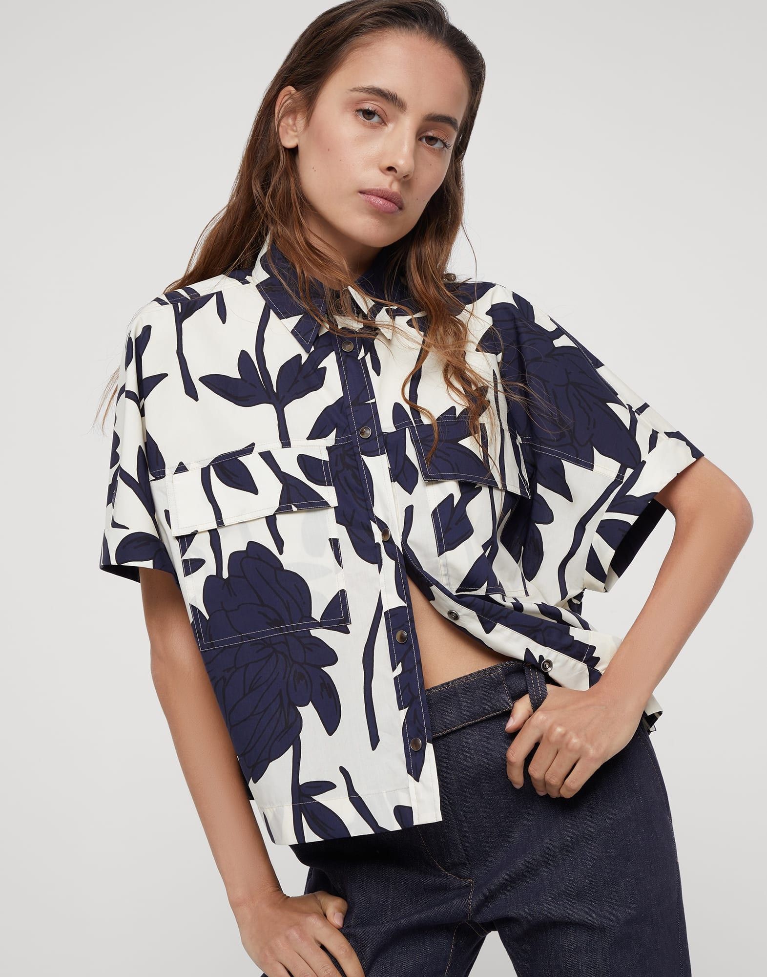 Brunello Cucinelli o1la1rc1a0425 Blouse in Blue/White Size S / US 4 / IT 40 - 4 Thumbnail