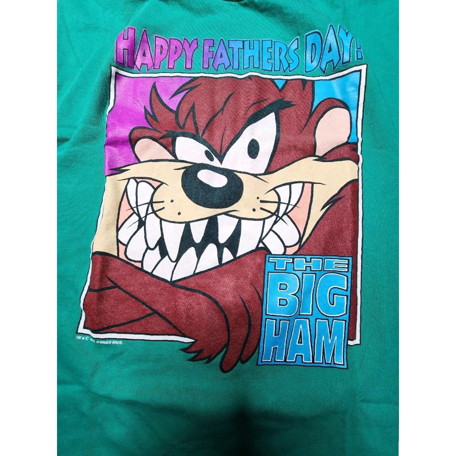 Vintage VINTAGE Trend Basics T-Shirt Mens XL HAPPY FATHERS DAY TAZ Tasmanian Devil THE BIG HAM Green 90s 1990s graphic print Mens Shirts Size US XL / EU 56 / 4 - 6 Thumbnail