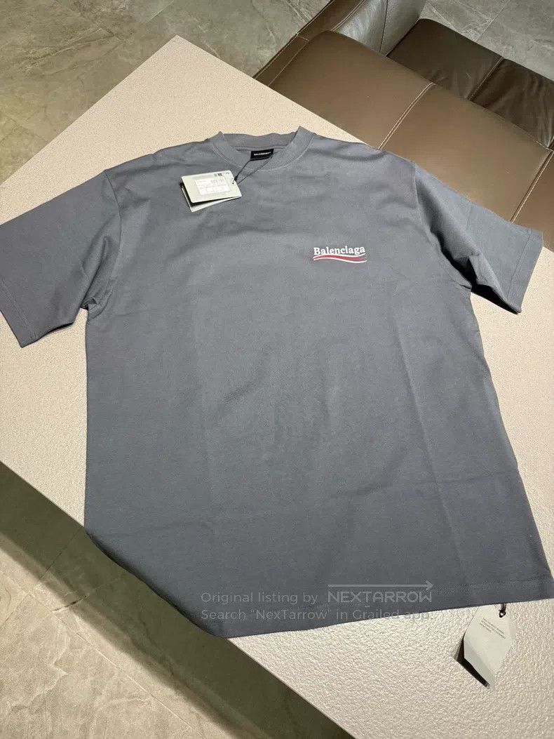 Balenciaga Balenciaga Embroidered Cola Logo Gray-Blue Round Neck Shor Size US M / EU 48-50 / 2 - 1 Thumbnail