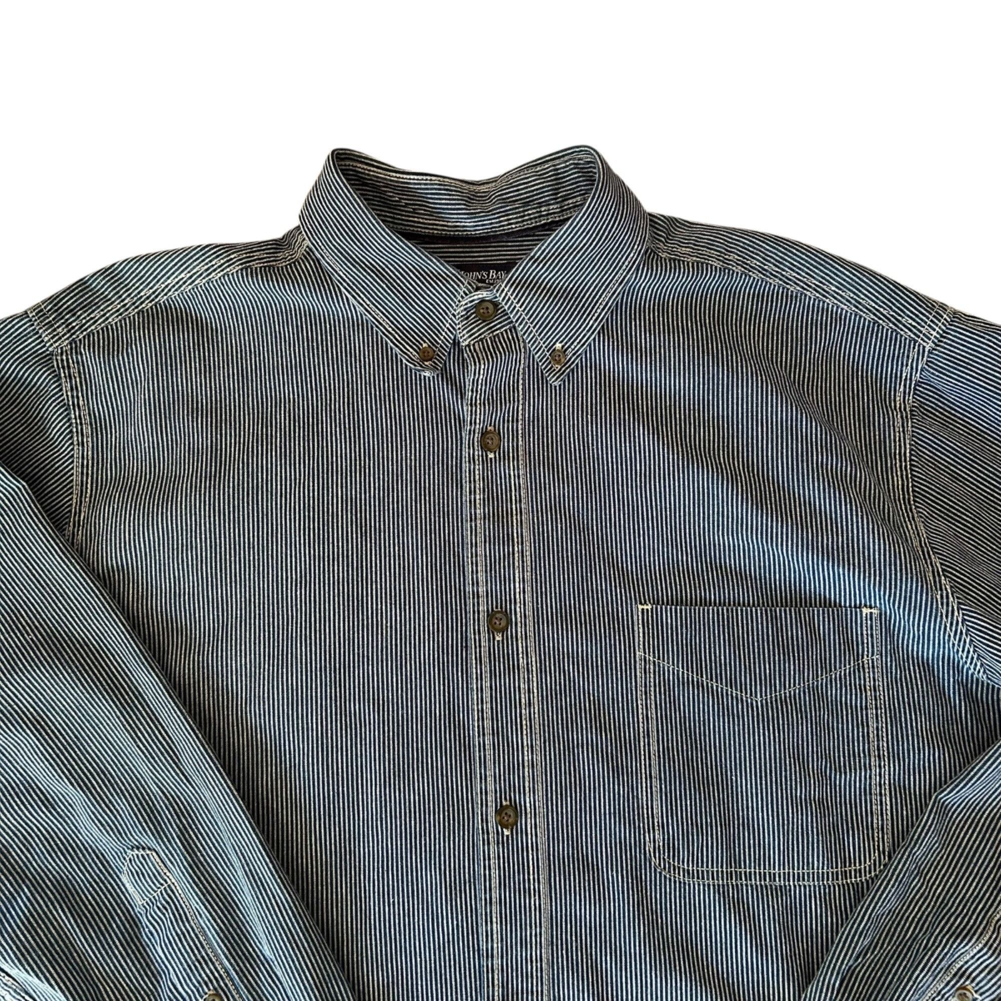 Vintage Vintage St. Johns Bay Striped Denim Workwear Button Down Shi Size US XL / EU 56 / 4 - 2 Thumbnail