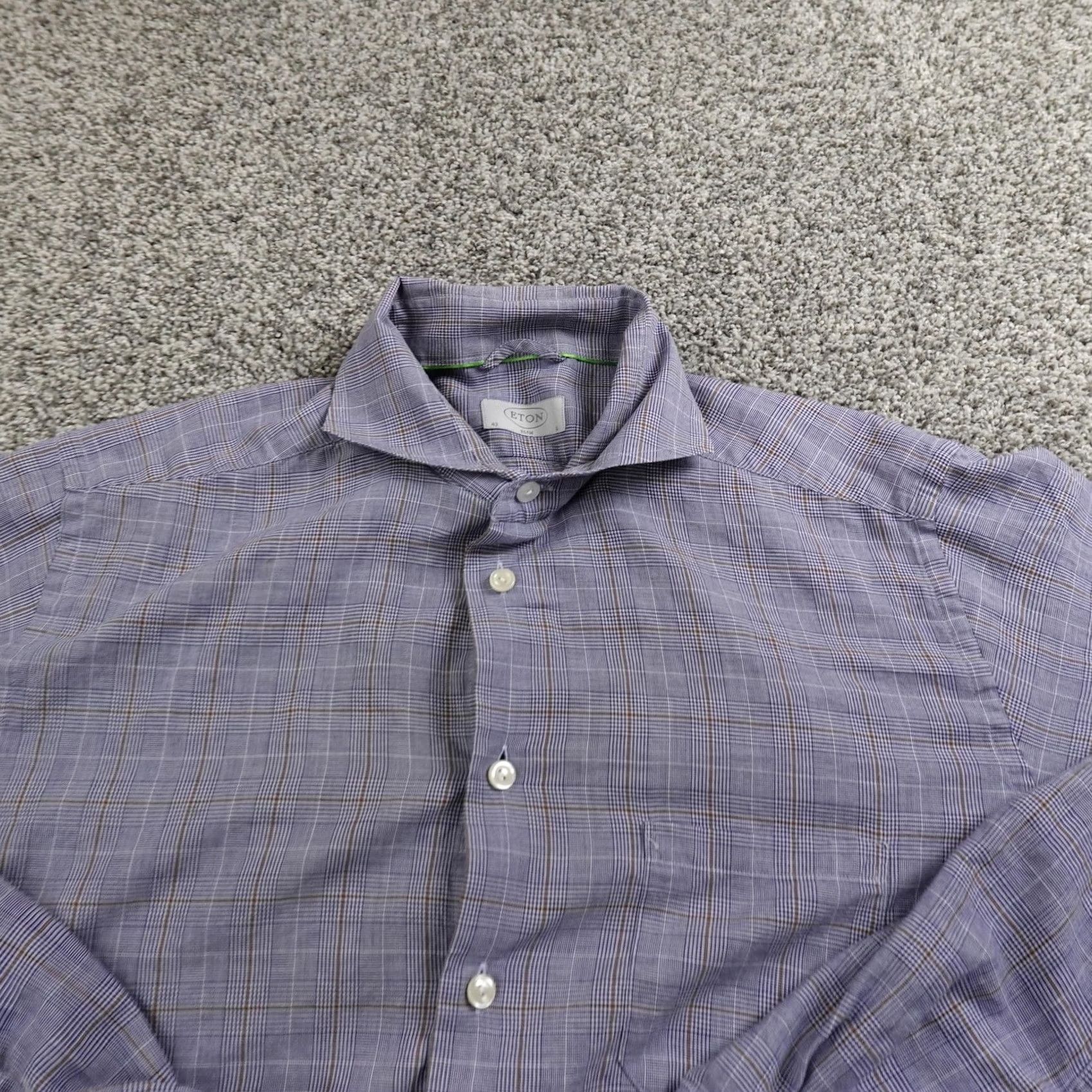 Eton Eton Shirt Mens 16.5 42 L Blue Plaid Slim Fit Long Sleeve Button Up Dress Casual Shirt Size US XL / EU 56 / 4 - 3 Thumbnail