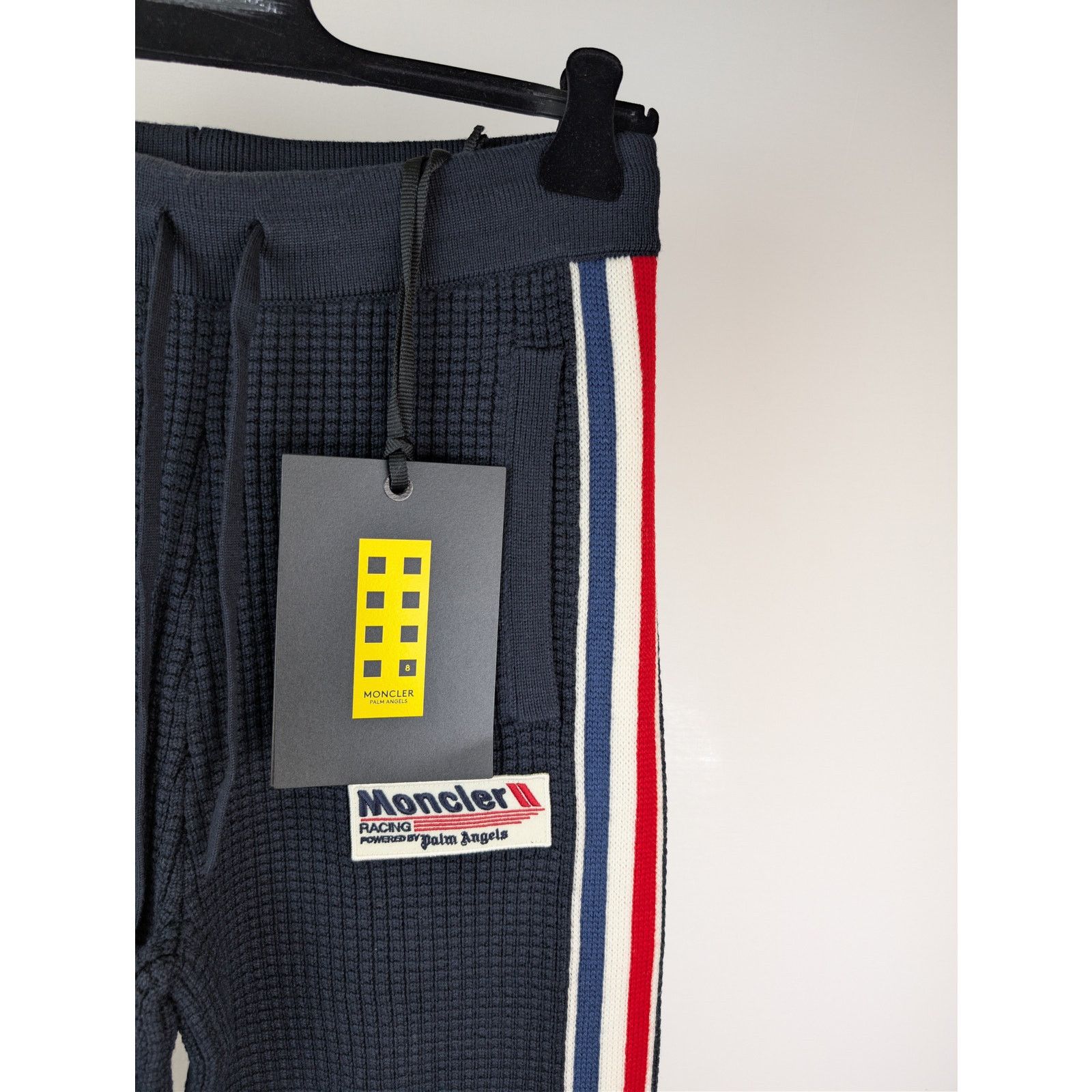 Moncler × Palm Angels o1rshd1 Knitwear Racing Track Pants in Navy Blue / White Size US 38 / EU 54 - 5 Thumbnail