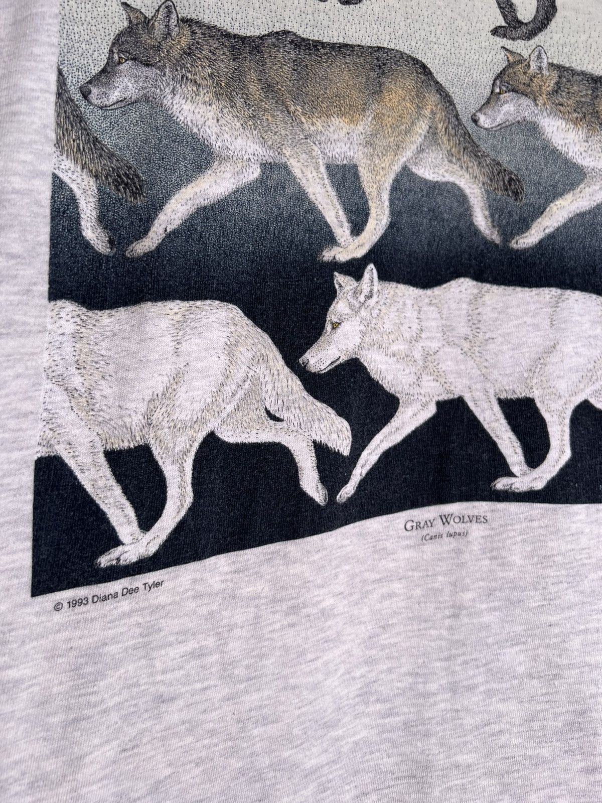 Vintage 90’s VTG Vintage Gray Wolves Diana Tyler Art Retro Tee Shirt Size US XL / EU 56 / 4 - 6 Thumbnail