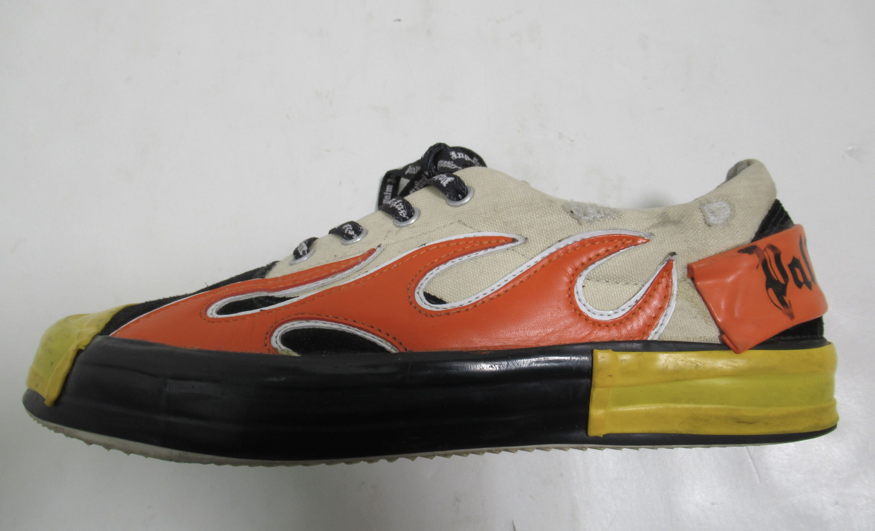 Palm Angels Palm Angels Men's Canvas Flame Sneakers Beige Black Orange Size US 8 / EU 41 - 4 Thumbnail
