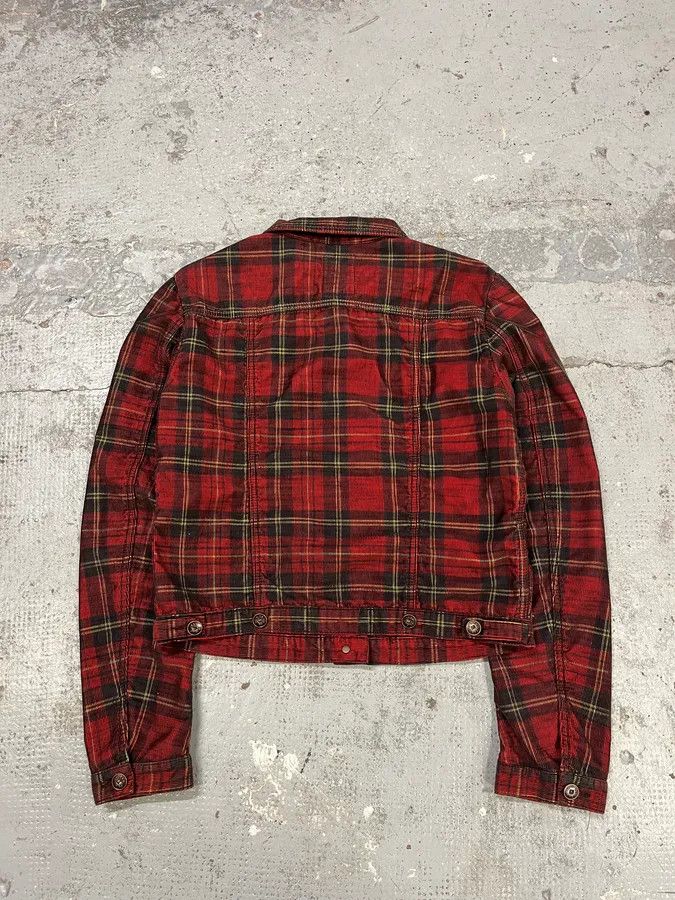 Marithe + Francois Girbaud 2000s Marithé + François Girbaud Red Tartan Velvet Buttoned Jacket Size XS / US 0-2 / IT 36-38 - 6 Thumbnail