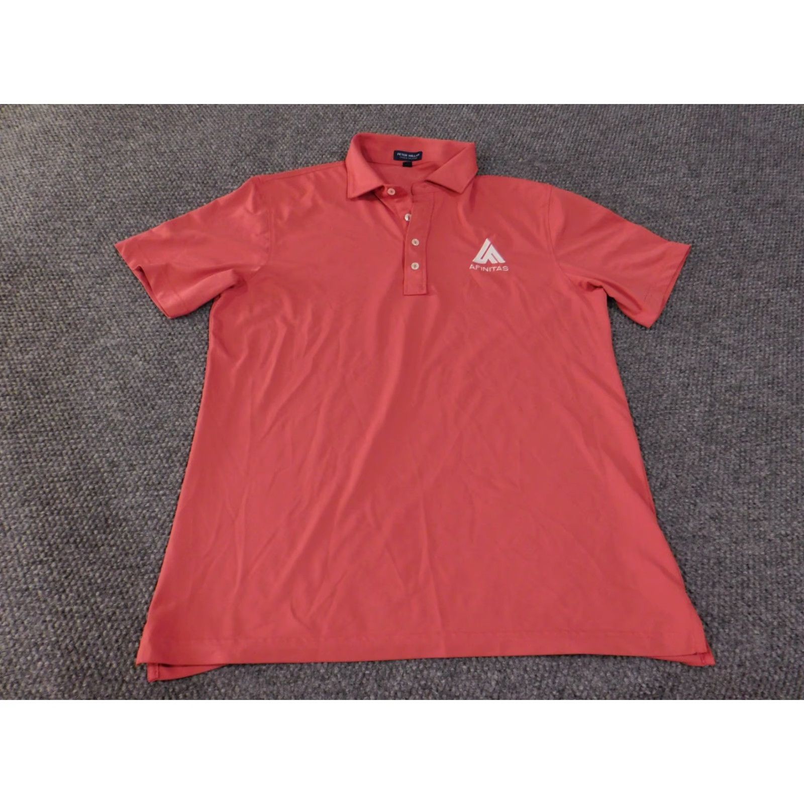 Peter Millar VINTAGE? No — skip. Final title: Peter Millar Polo Shirt Mens L Red Performance Golf Stretch Afinitas Logo Crown Sport Shirt Mens Large Red Polo Logo Size US L / EU 52-54 / 3 - 2 Thumbnail