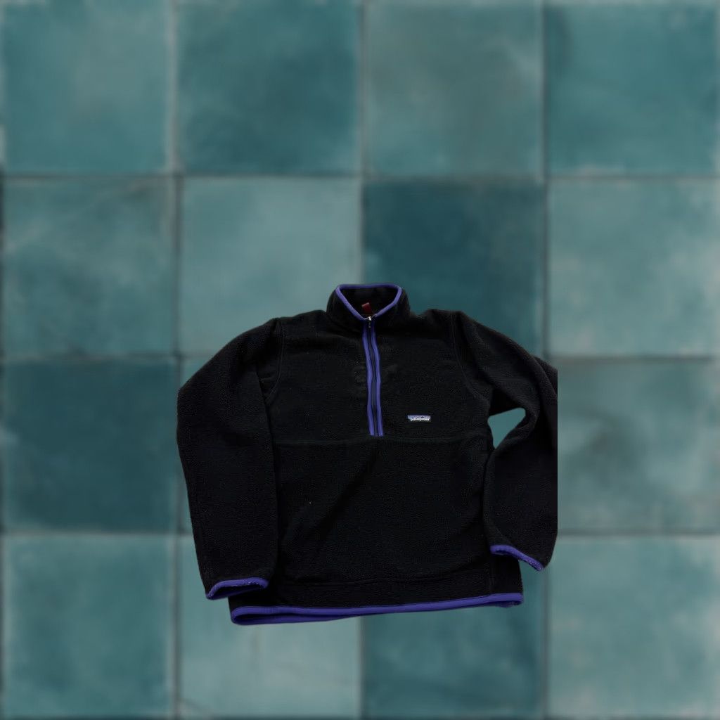 Patagonia Patagonia Synchilla Fleece Pullover Womens Small Black 1/4 Zip Purple Trim 1998 Size S / US 4 / IT 40 - 1 Thumbnail