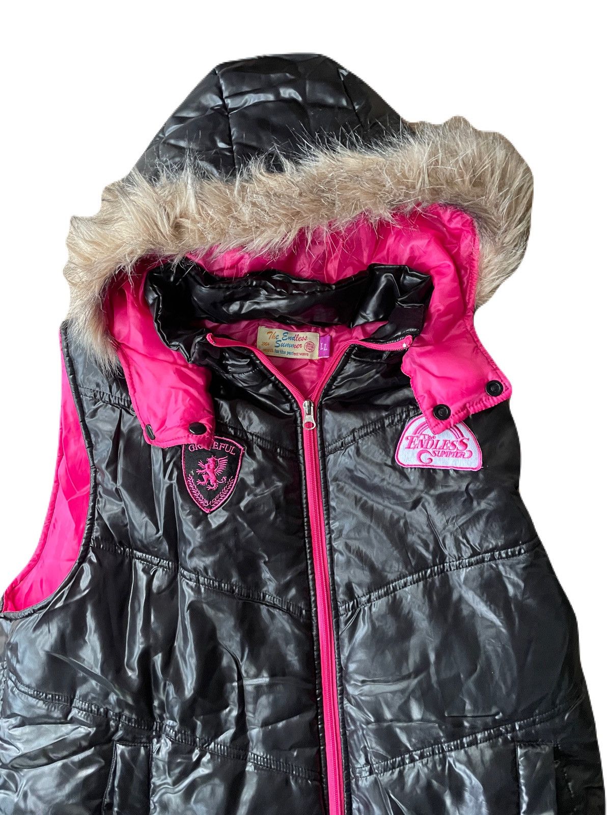 Japanese Brand 2000s Japanese archive vkei fur patch zip puffer vest Size US L / EU 52-54 / 3 - 4 Thumbnail