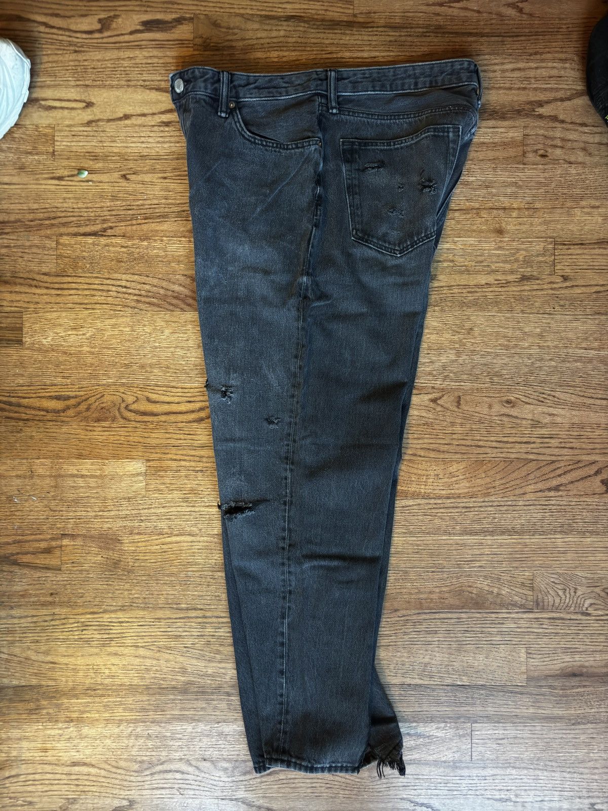 Japanese Brand × Vintage Distressed black baggy jeans Size US 36 / EU 52 - 3 Thumbnail
