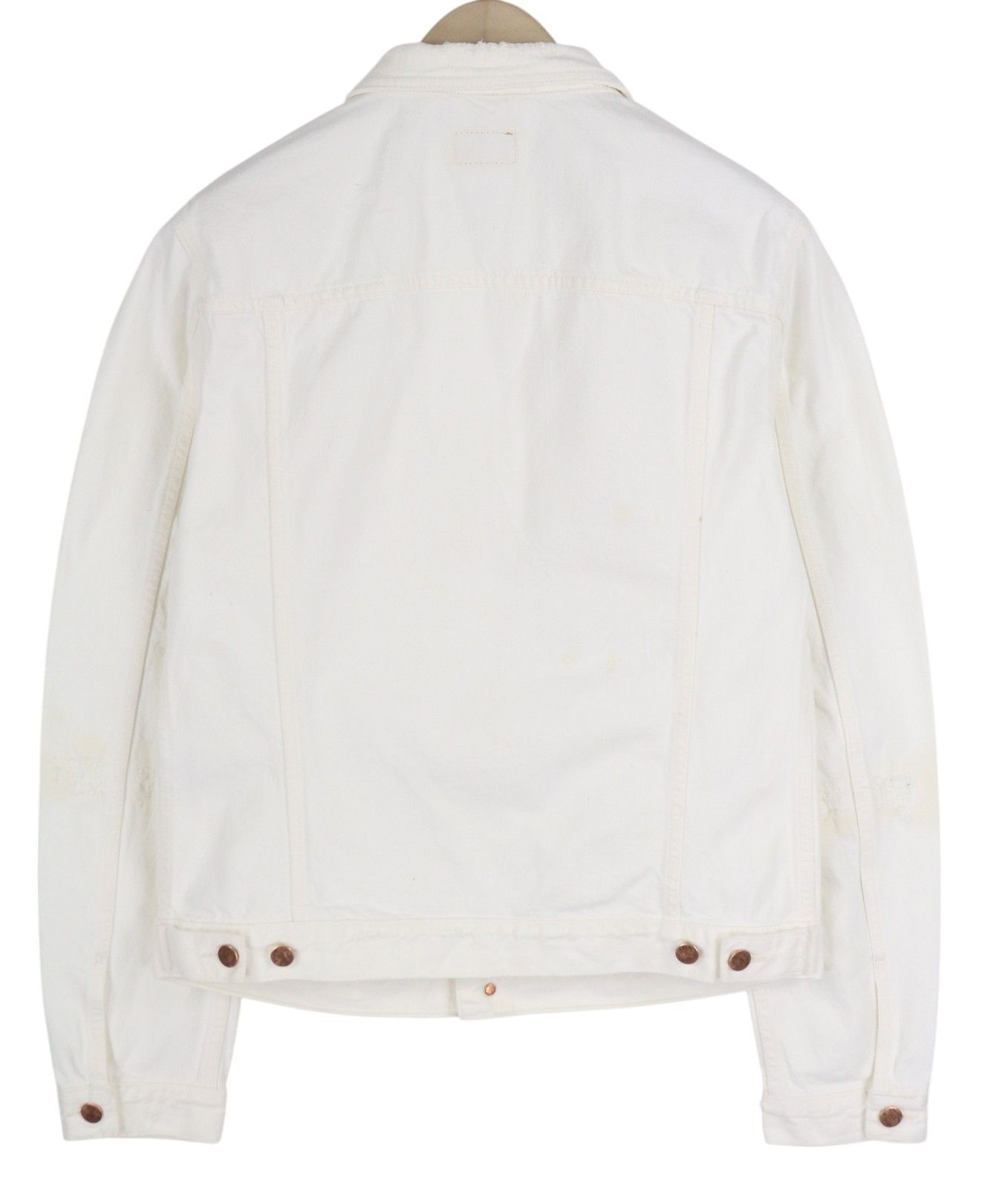 Nudie Jeans BILLY L Pitch White Worn Denim Polo Neck Jacket 83692 Size US L / EU 52-54 / 3 - 2 Thumbnail