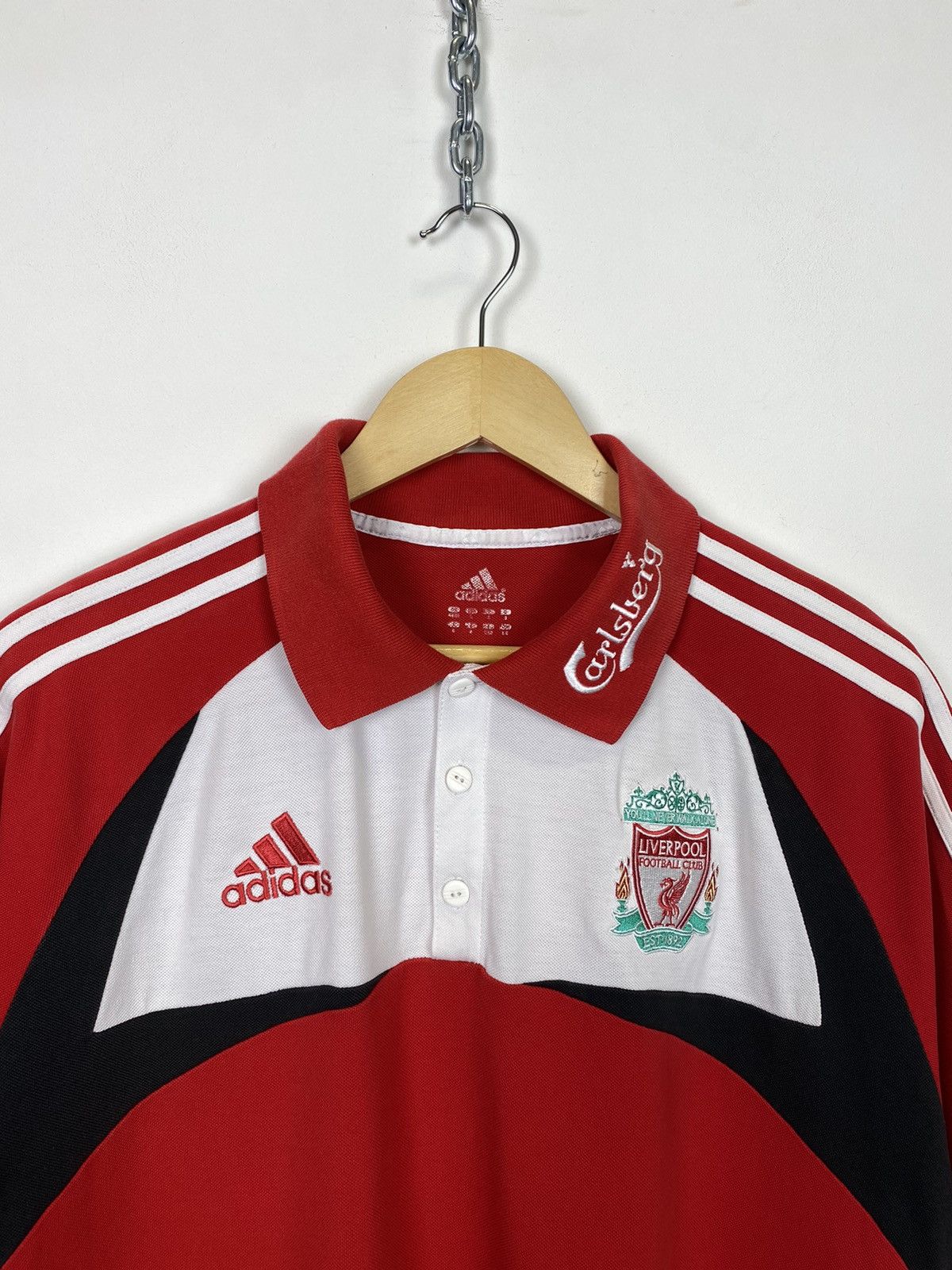 Adidas Liverpool FC Football Soccer Polo Shirt 2007 Size L Red Top Size US L / EU 52-54 / 3 - 2 Thumbnail