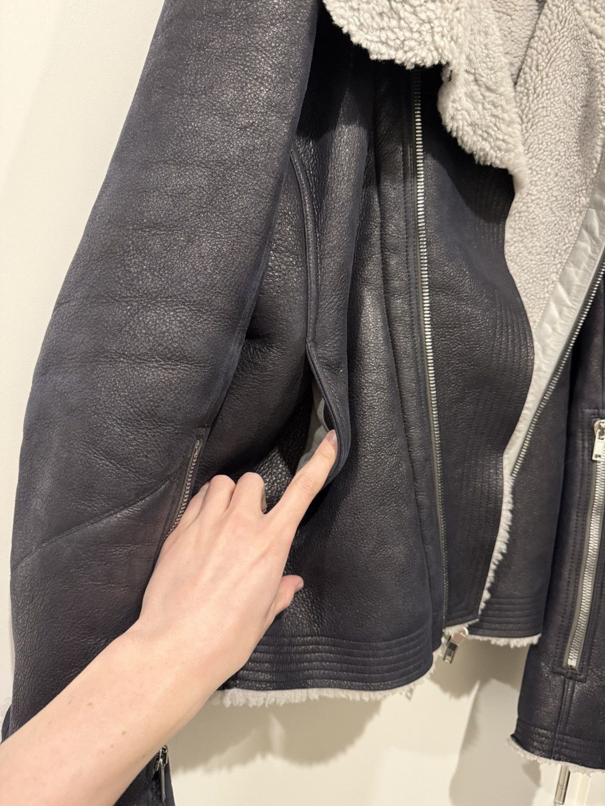 Rick Owens Shearling Bauhaus Leather Jacket Strobe F/W22 Size US L / EU 52-54 / 3 - 13 Thumbnail