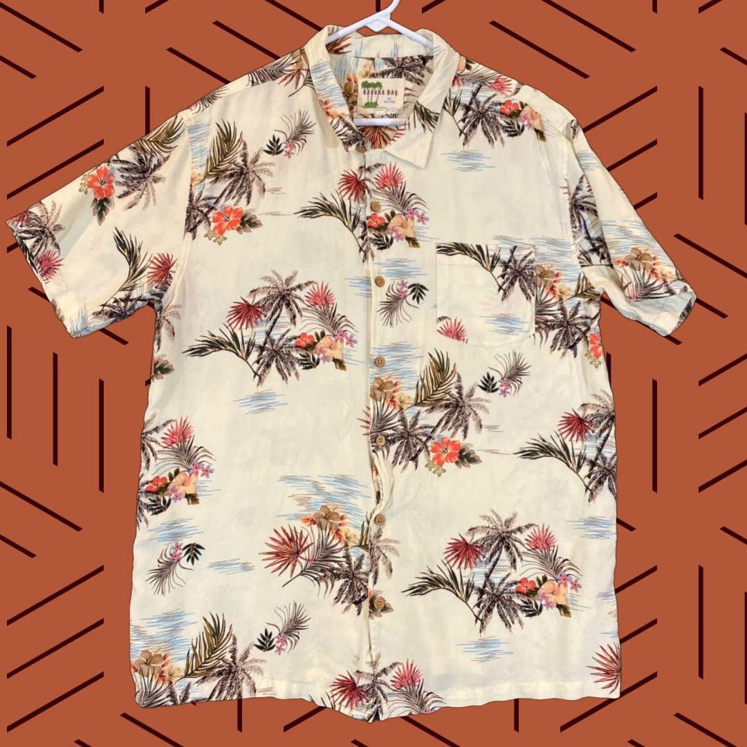 Vintage Kahuna Bay Shirt Men XL Ivory White Floral Hawaiian Button Up Top S/S by Visitor Size US XL / EU 56 / 4 - 1 Thumbnail
