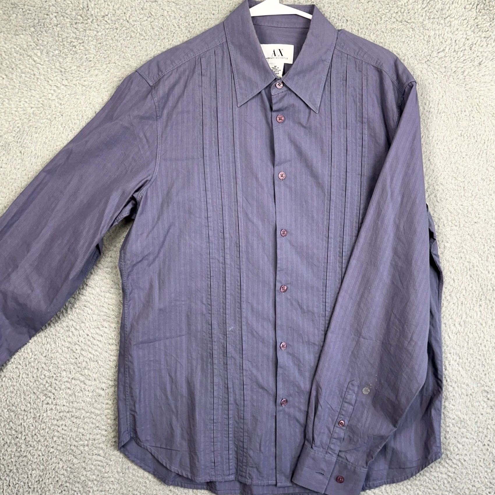 Armani Exchange Armani Exchange Shirt Mens M Purple Button Up Pleated Long Sleeve Casual Size US M / EU 48-50 / 2 - 2 Thumbnail