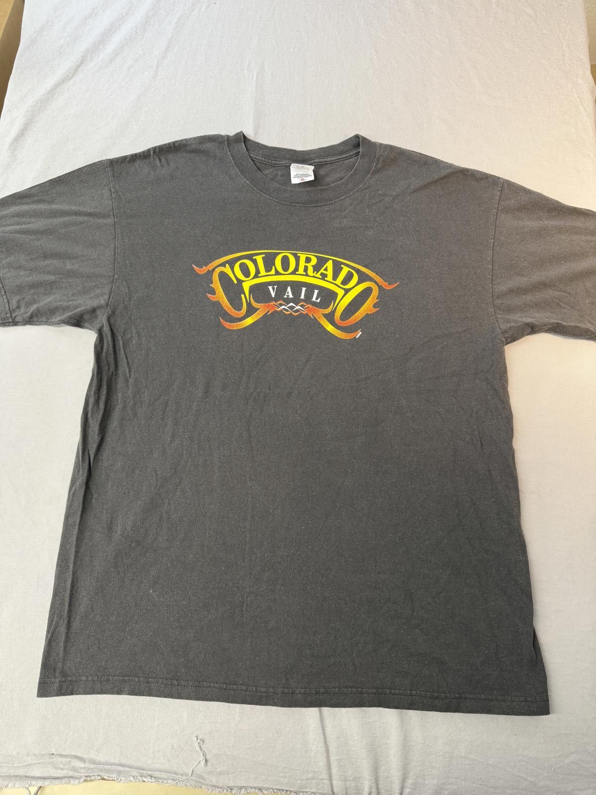 Anvil Faded Colorado Vail Y2K Flame Biker Style Tee - XL Size US XL / EU 56 / 4 - 1 Thumbnail