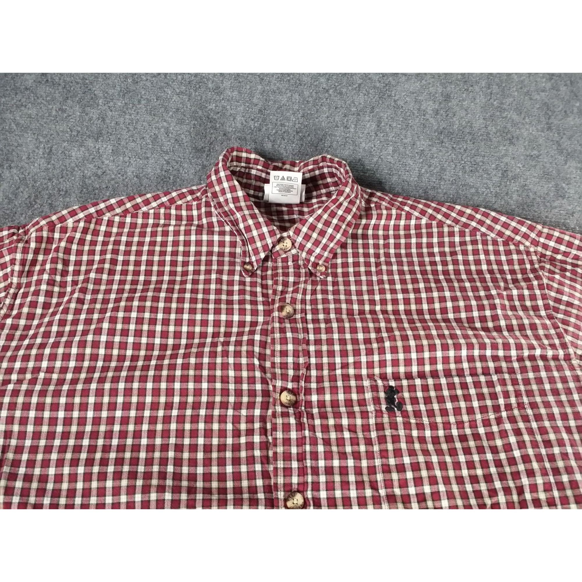 Disney Vintage Walt Disney World Button Up Shirt Men Sz XL Red Whit Size US XL / EU 56 / 4 - 2 Thumbnail