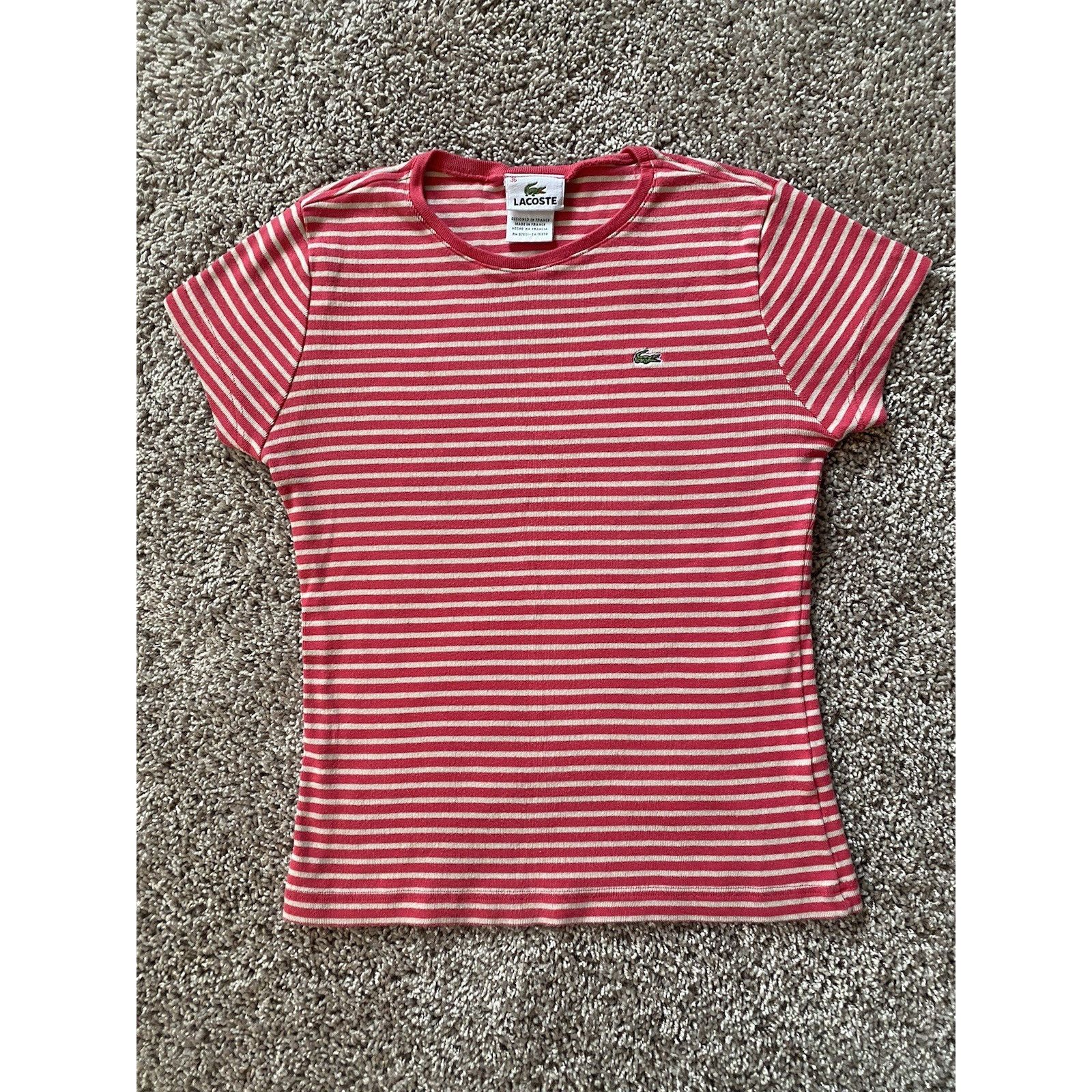 Lacoste Lacoste stripe knit crewneck wm shortsleeve top Size XS / US 0-2 / IT 36-38 - 2 Thumbnail