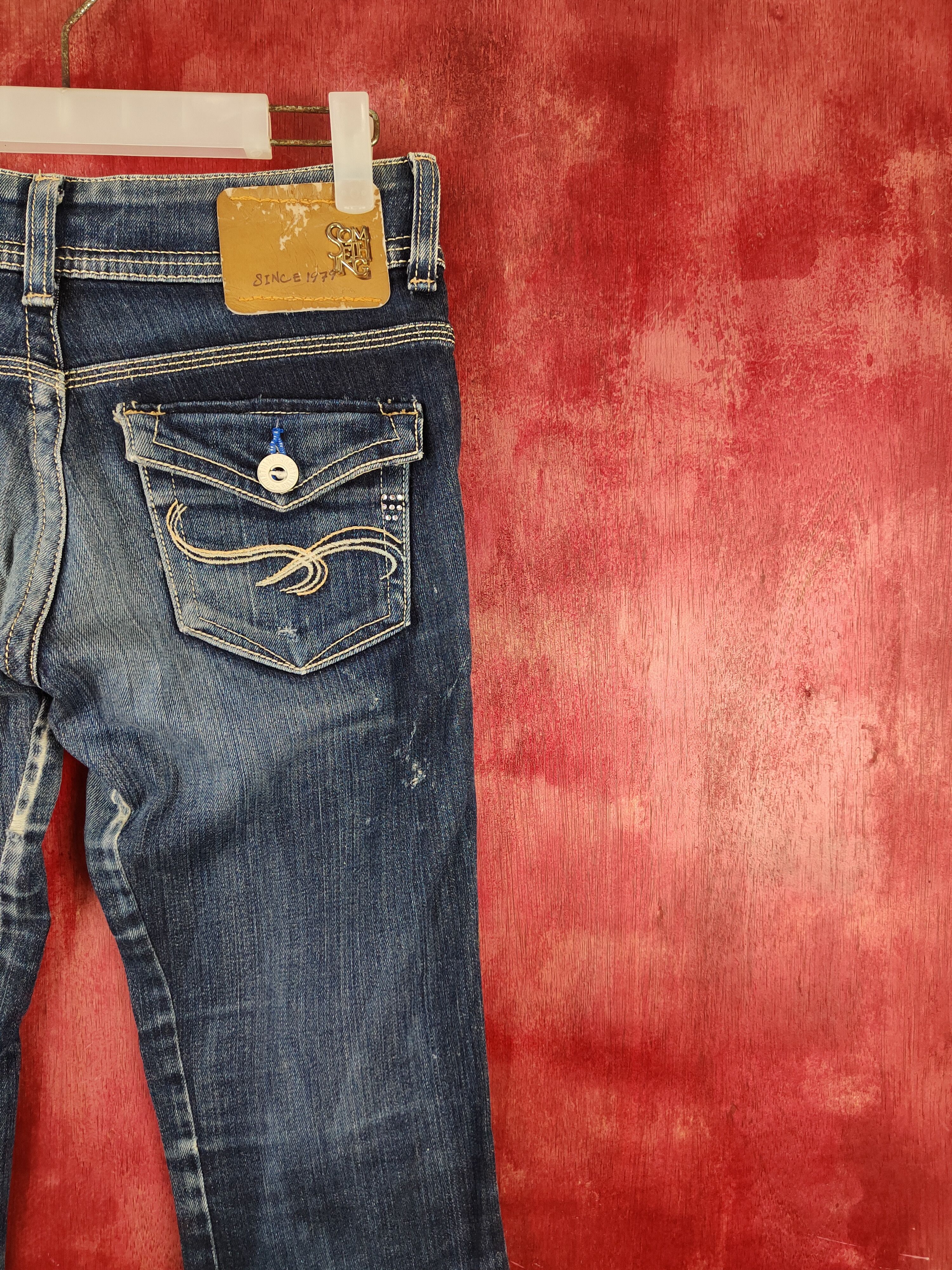Japanese Brand Something Dark Blue Distressed Ripped Jeans #S2123 Size 28" / US 6 / IT 42 - 11 Thumbnail