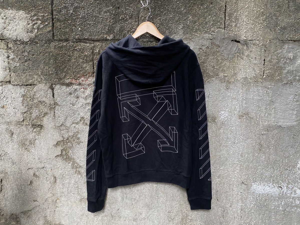 image of Off White Fw18 3D Lines Zip Hoodie in Black, Men's (Size Medium)