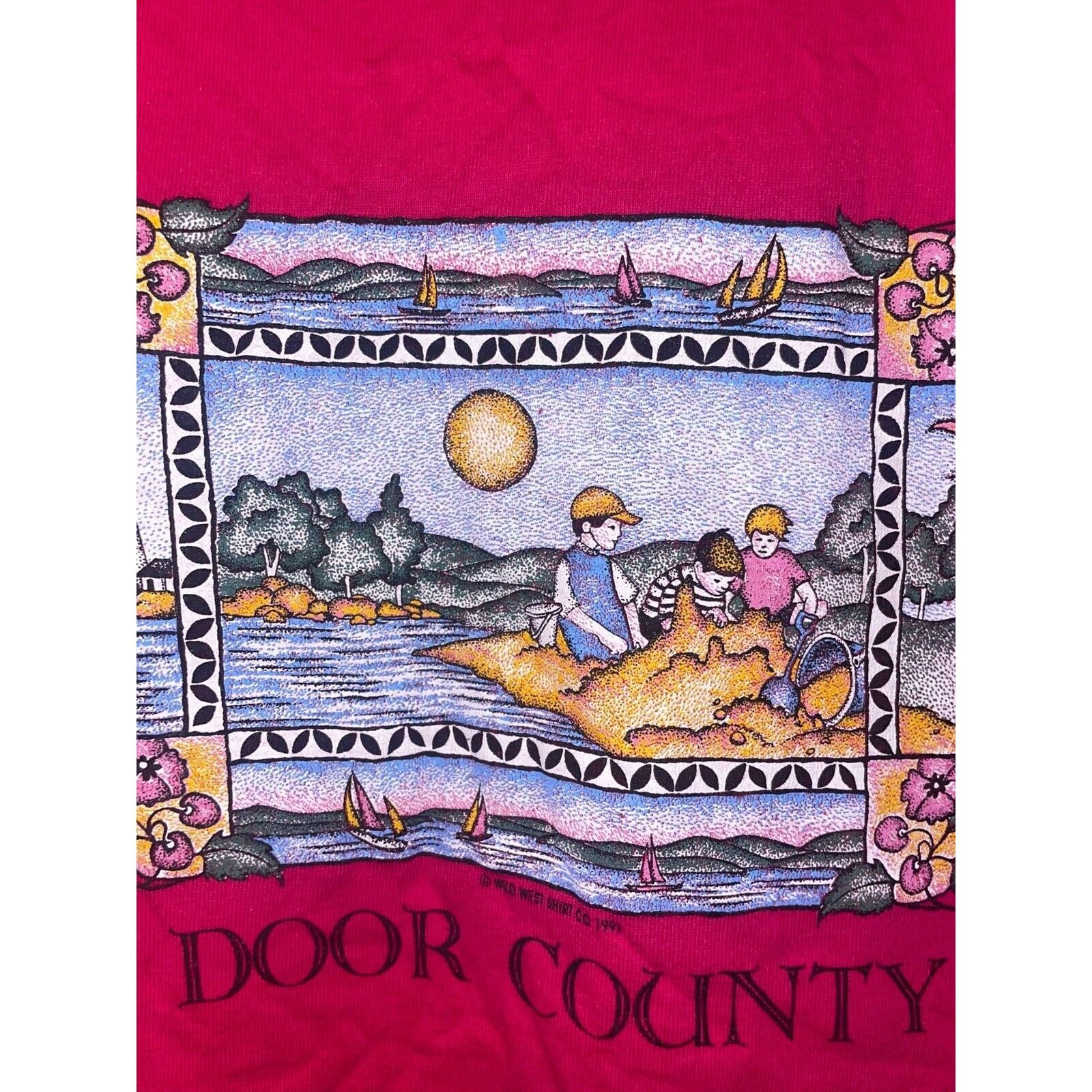 Jerzees Vintage Door County Shirt Lake Lighthouse Pink VTG Tee 90s L Size US L / EU 52-54 / 3 - 4 Thumbnail