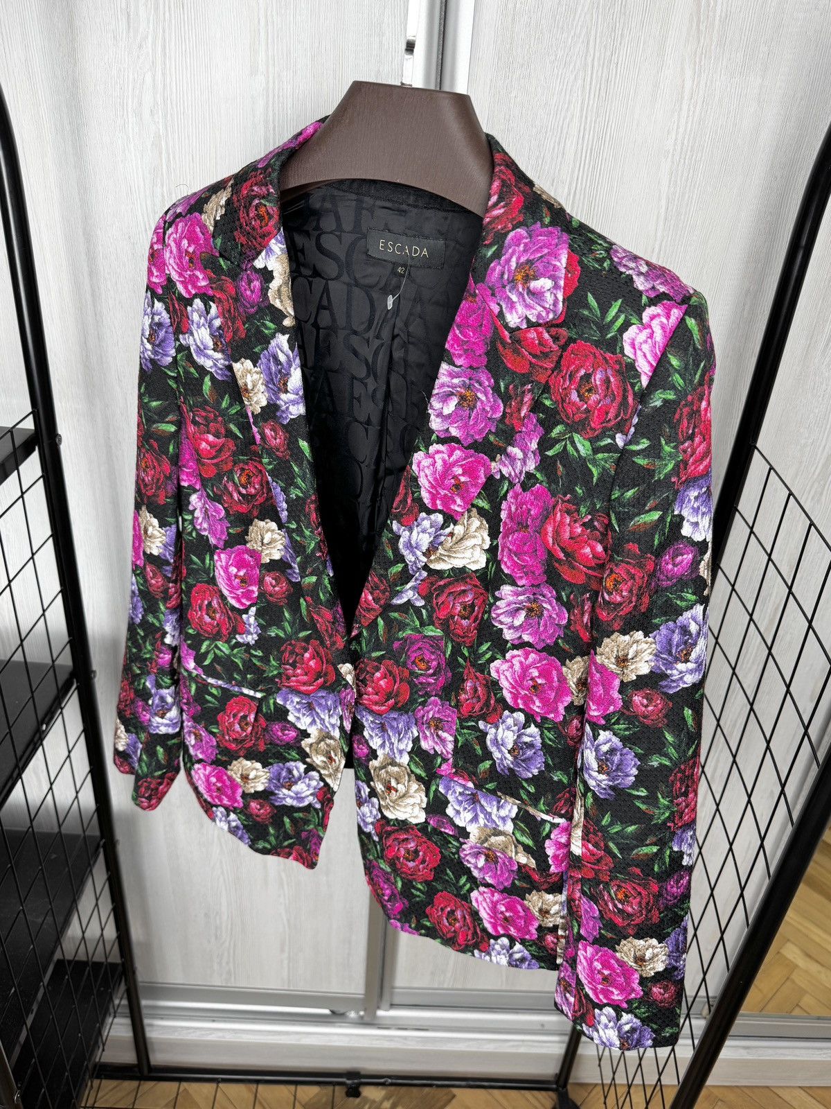 Escada Escada Dinavia Floral-print Hammered Cotton Viscose Jacket Size L / US 10 / IT 46 - 6 Thumbnail