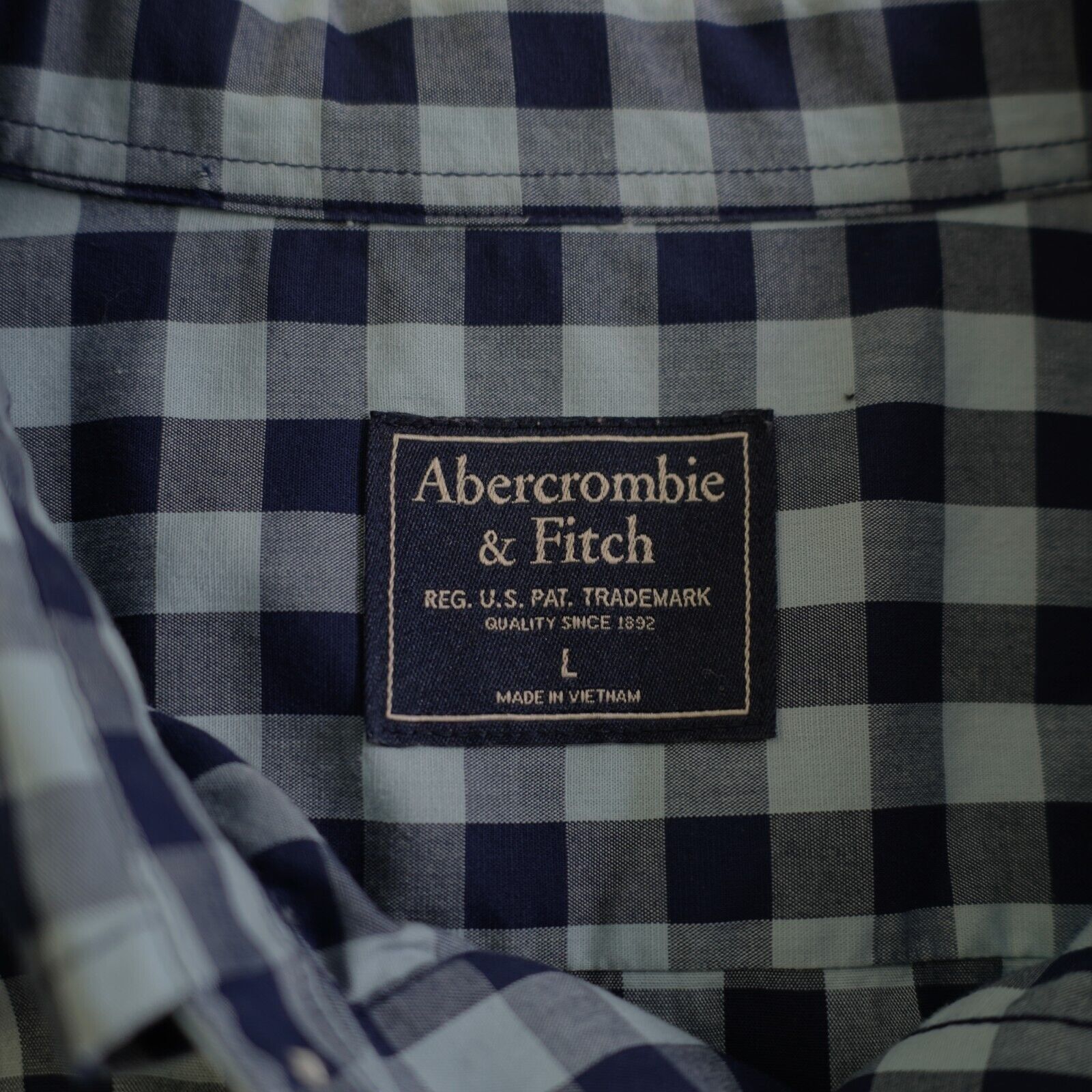 Abercrombie & Fitch Abercrombie & Fitch Blue Plaid Pocket Front Collared Cotton Size US L / EU 52-54 / 3 - 9 Thumbnail