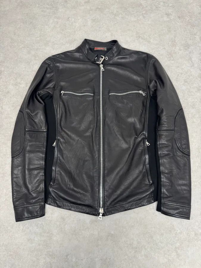 Prada 2000s Prada Biker Hybrid Leather Jacket Size US M / EU 48-50 / 2 - 1 Thumbnail